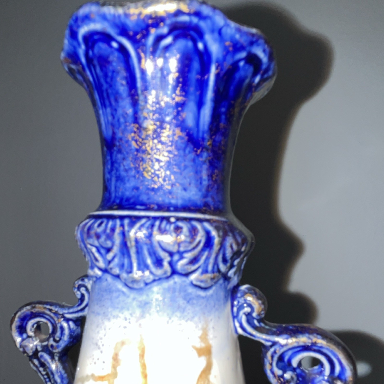 Blue White PORCELAIN Floral Vase Hand Painted Flowers Glossy Decorative MPN 111
