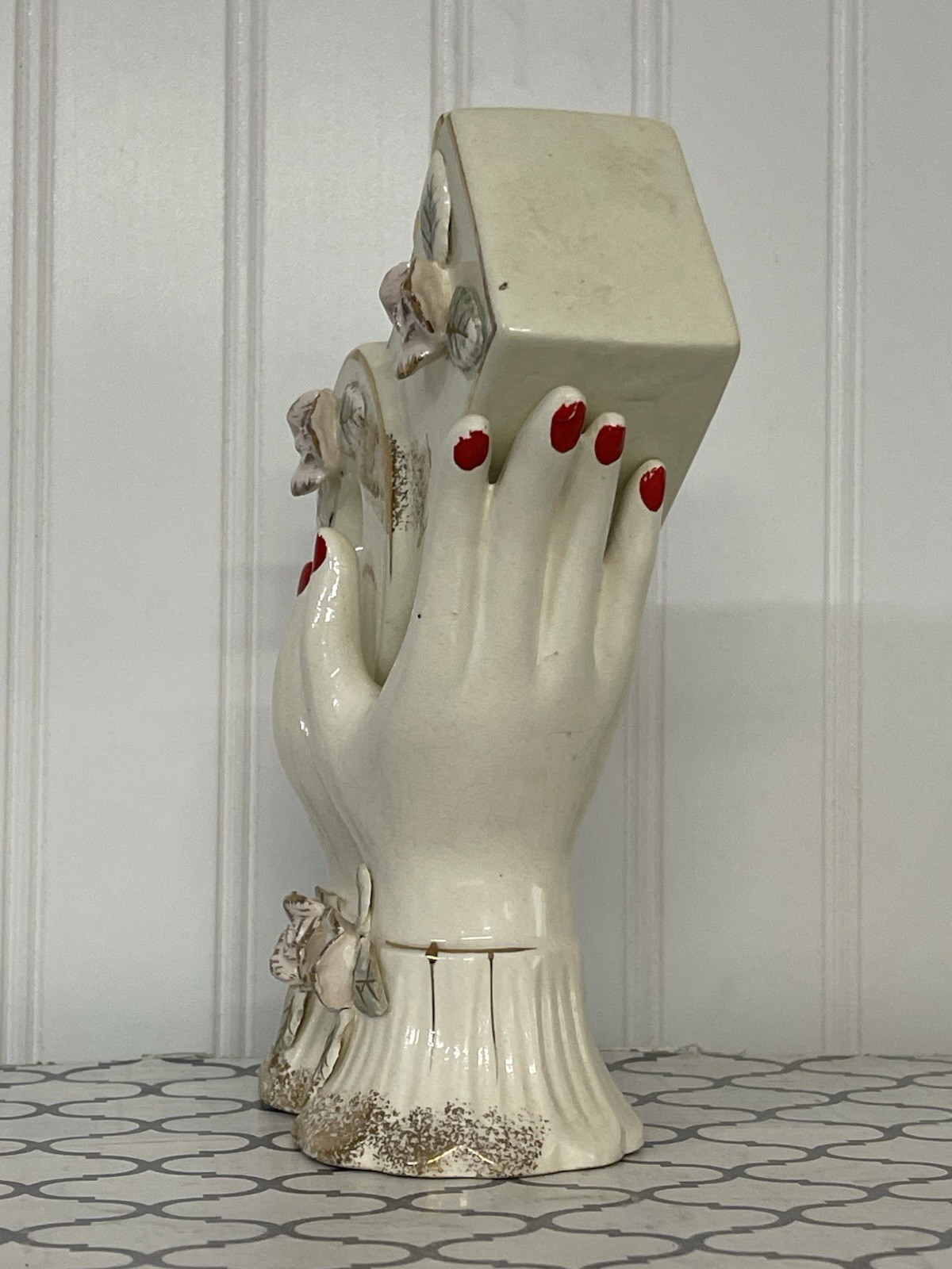 1950’s-60’s Vintage Hand Form Flower Vase Roses Vanity Decor