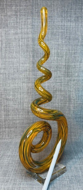 Art Glass Sculpture Orange Hand Blown Glass Twist Swirl Murano Art Glass Style