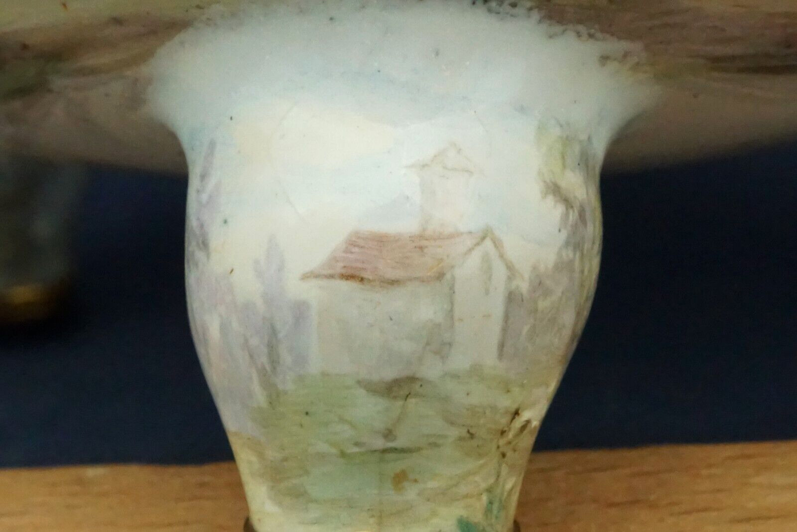 LIMOGES Vase brass and enamel Miniature hand-decorated gallant scenes 1700 XVIII