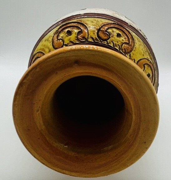 MCM Pottery Floral Vase w/ Yellow Brown & White Numbered 5-500 See Pics