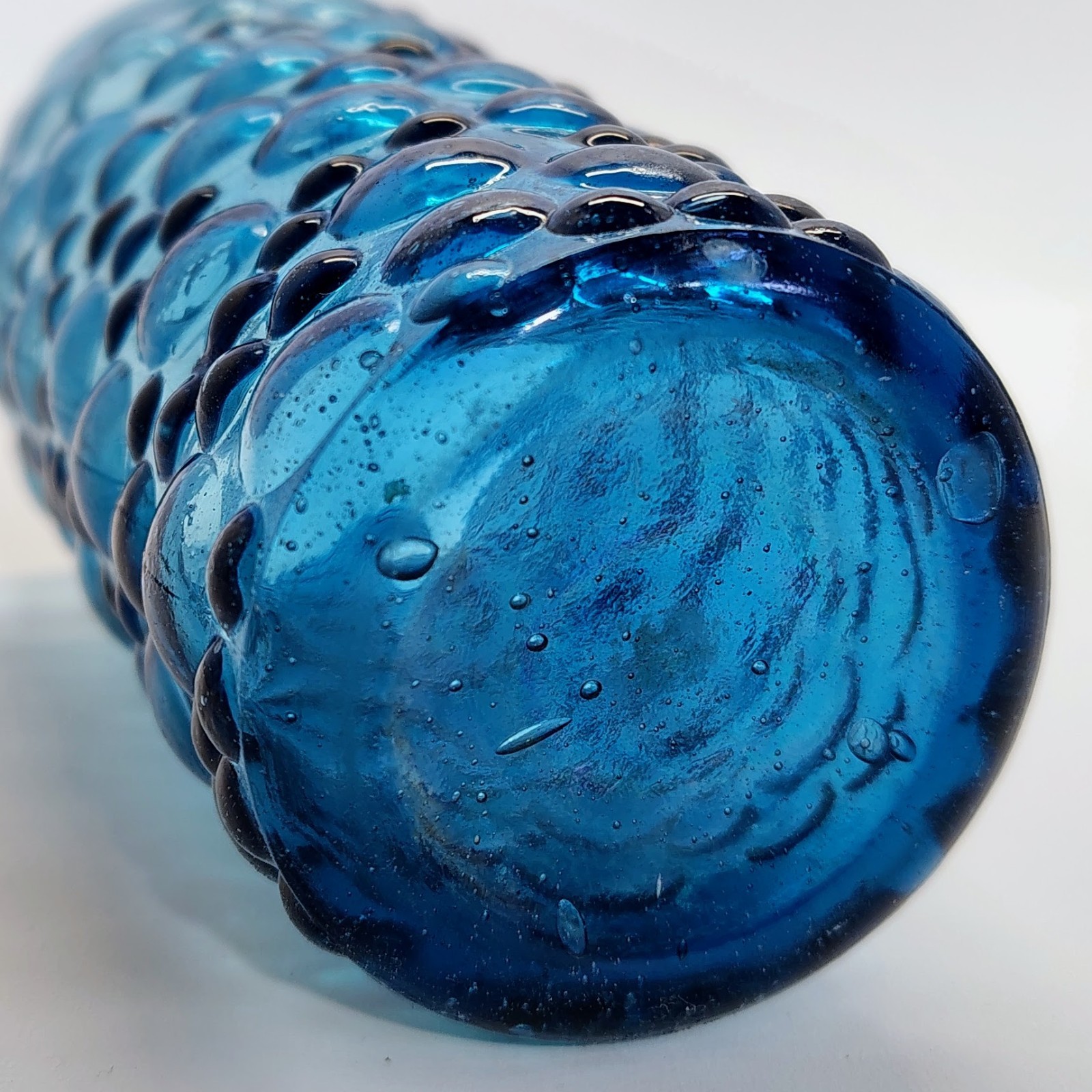 UNIQUE Vintage BLUE bubble glass MCM ~ IMPERFECTIONS ~ see photos & description