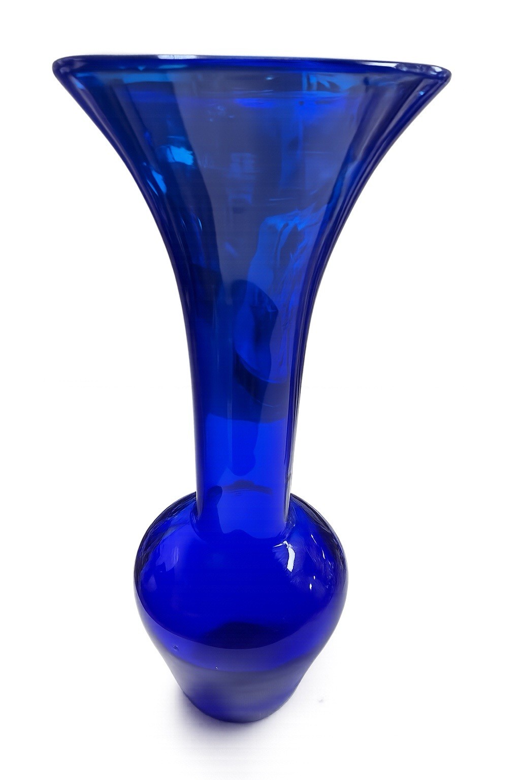 Blenko 8716 Sapphire Blue Art Glass Vase 17.5” Tall Hand Blown MCM