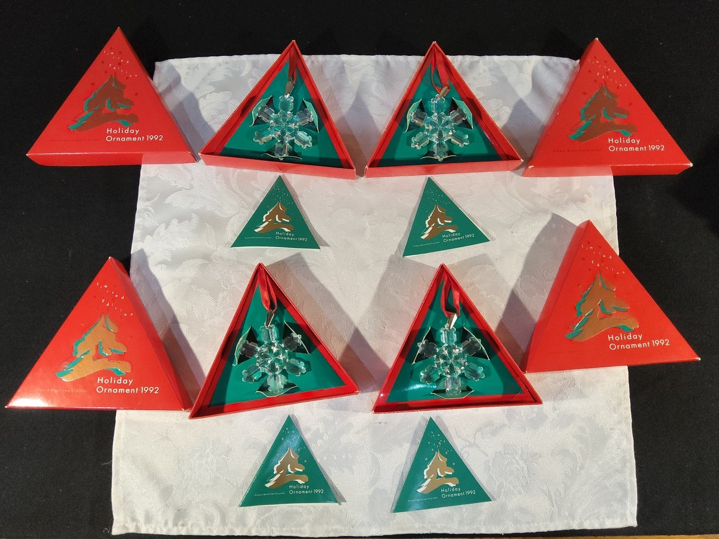 Swarovski 1992 2nd Editiion Christmas Snowflake Ornament NIB Lot 8 Store Display