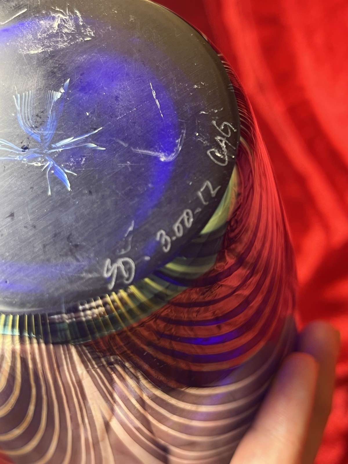 Art Glass Vase Blue Silver Pulled Signed Swirl Exquisite Unique Rare