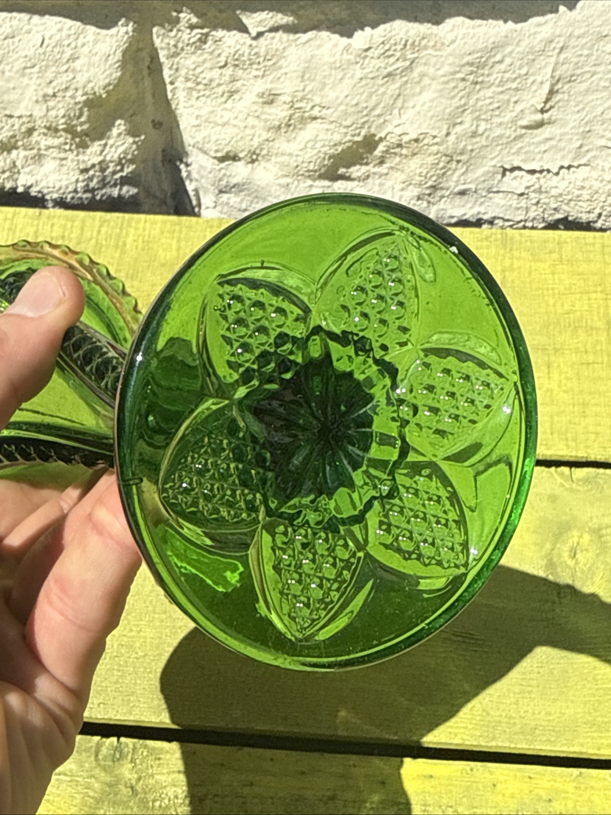 Antique EAPG Vase Green Swirl UNITED STATES GLASS CO. No.16049