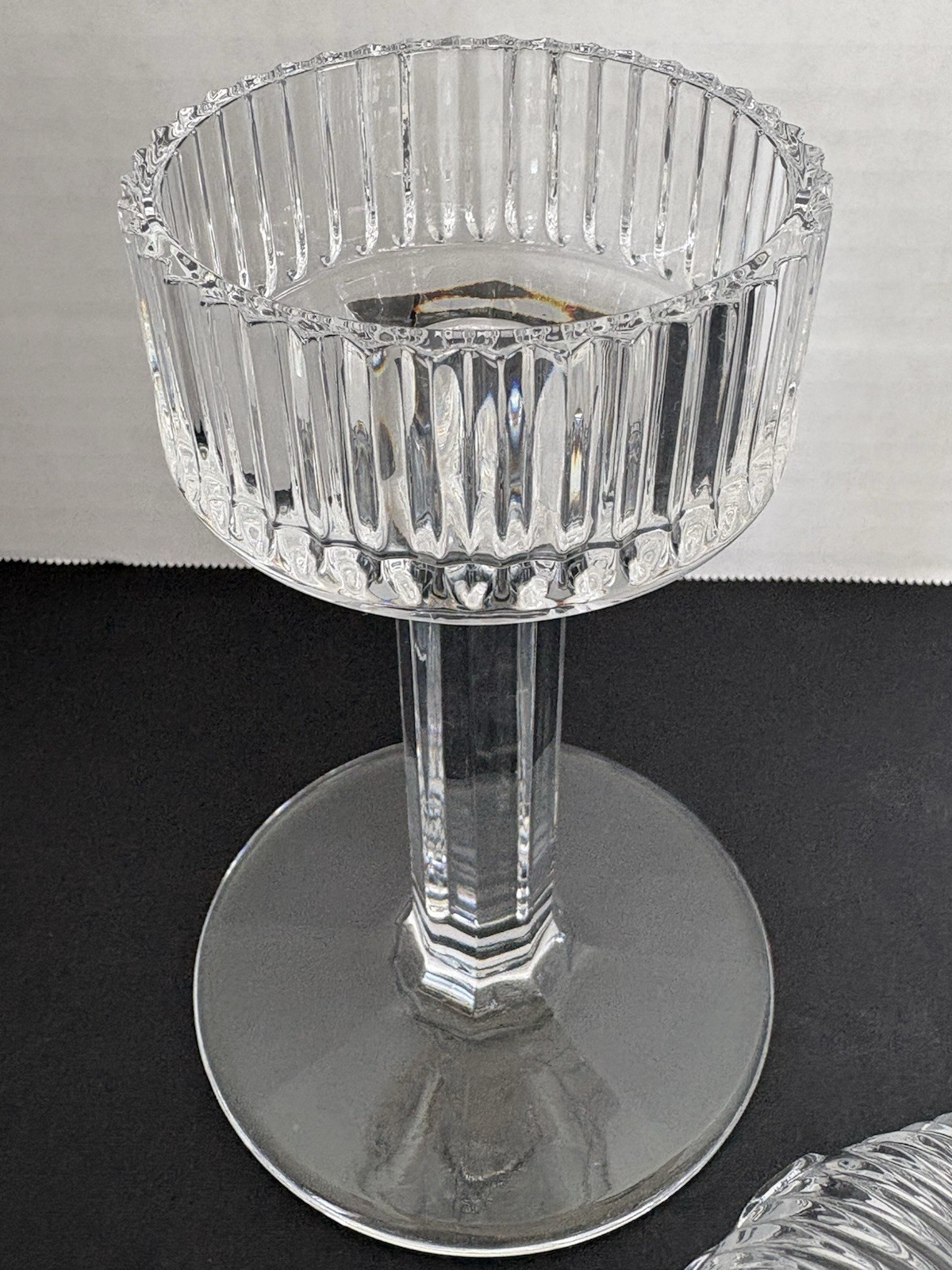 Royal Limited Czech 24% Lead Crystal Fairy Lamp Daisy Pattern Candle Holder