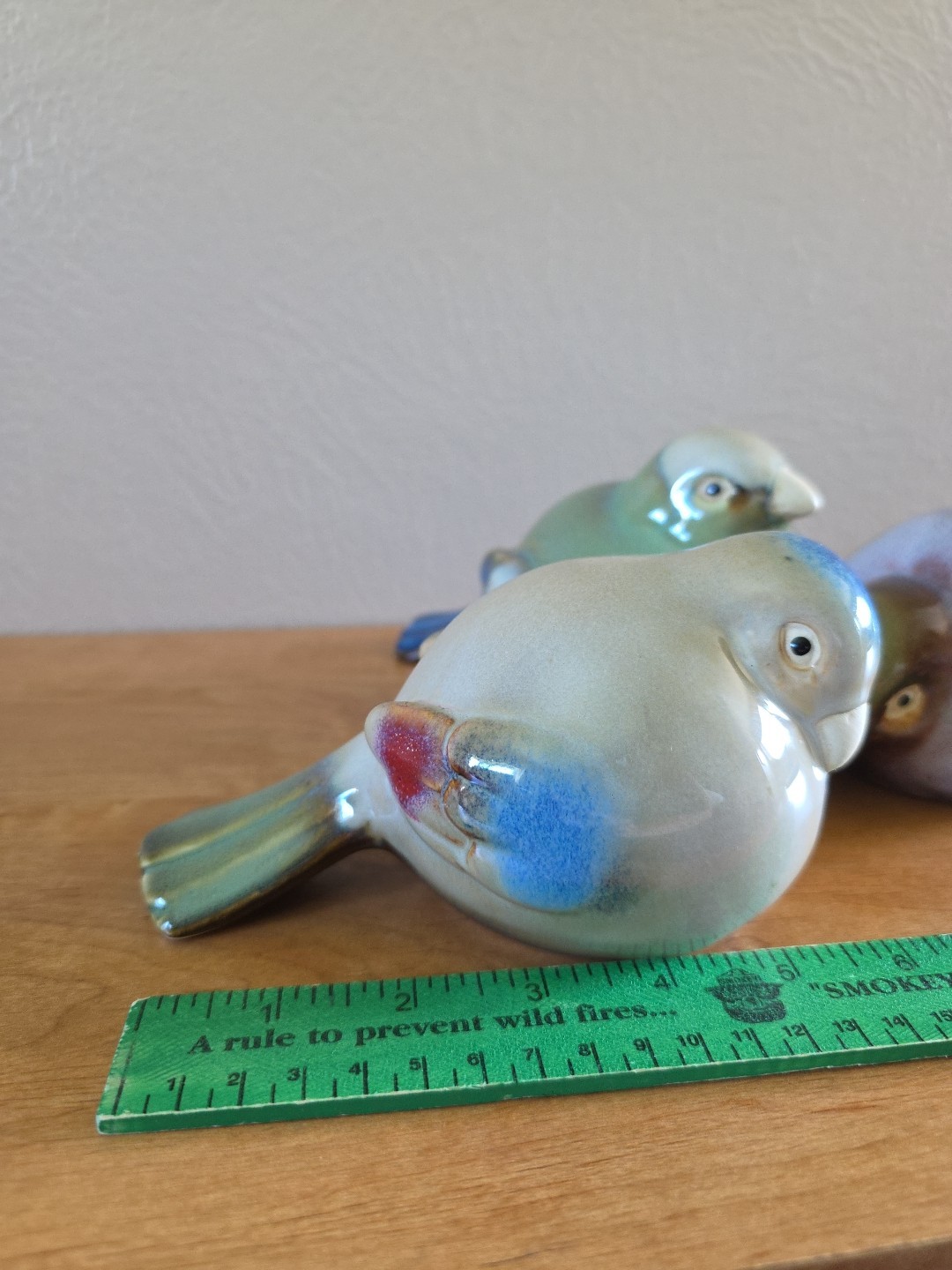 3 Chubby Round Pottery Birds Farmhouse Sparrow Finch Figurine Decor Nature Boho
