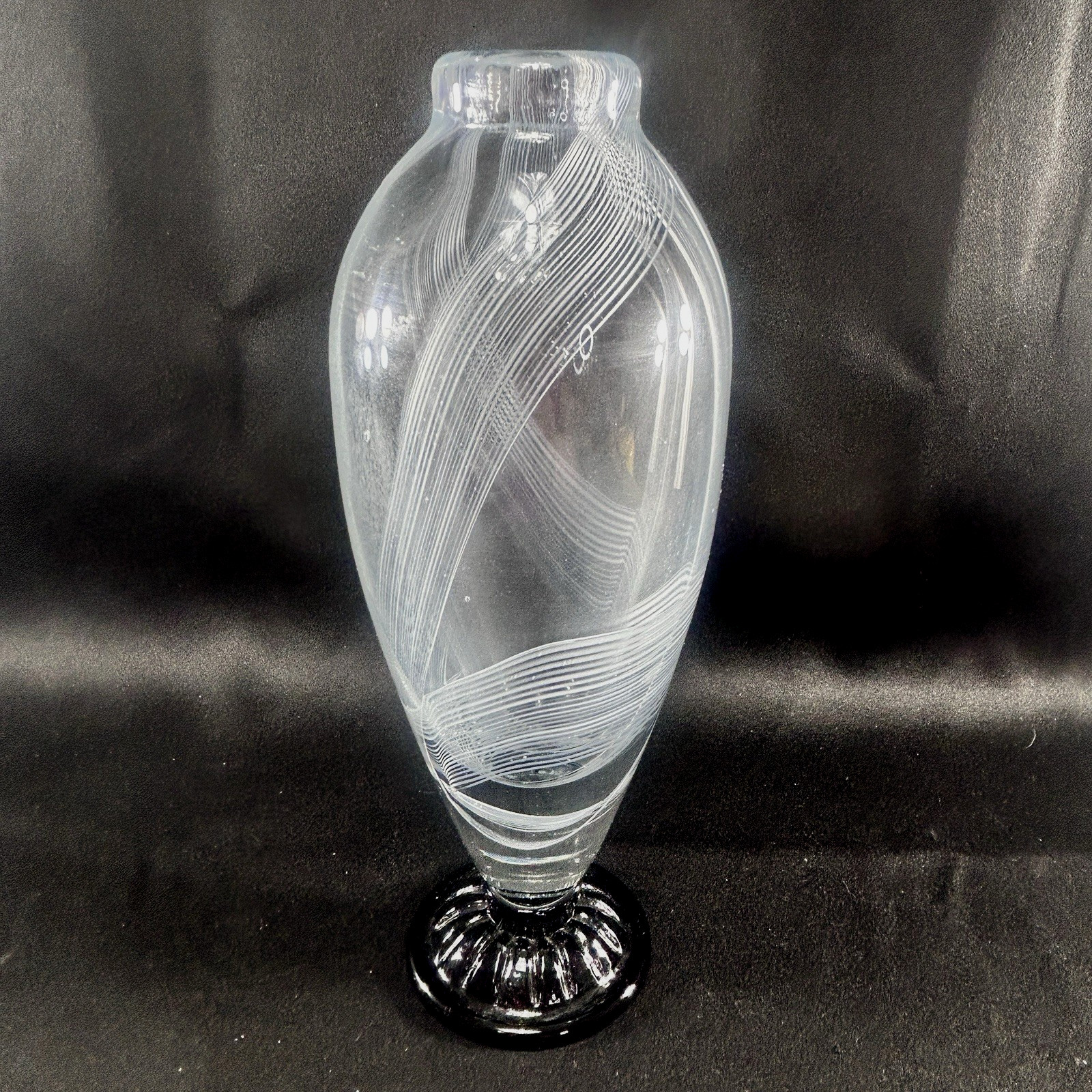 3 pc Set by GORGEOUS DESIGNS China Heavy Art Glass Hand Blown Platter & 2 Vases
