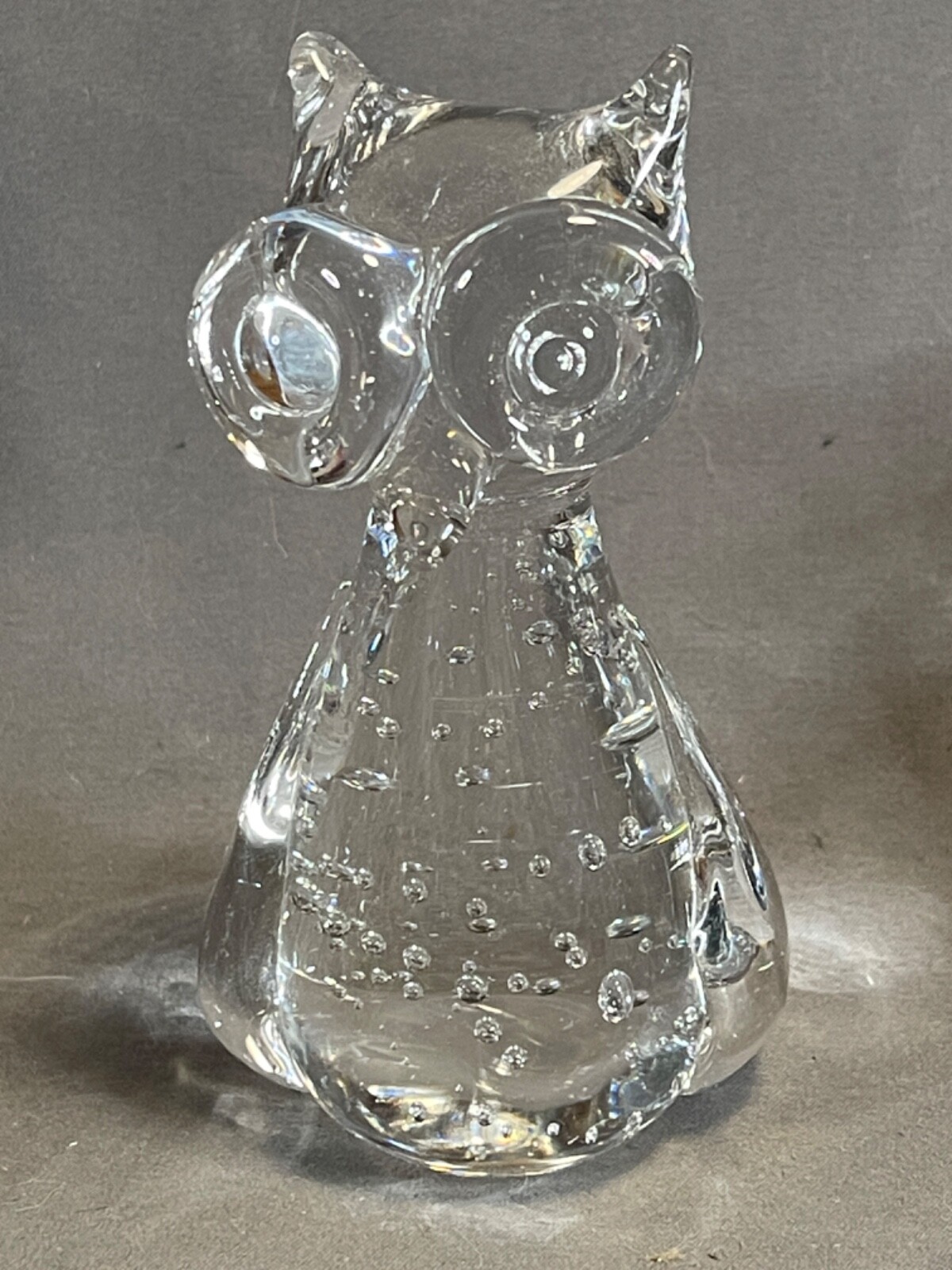 Vintage Fenton glass bear and Unbranded Owl Paperweights