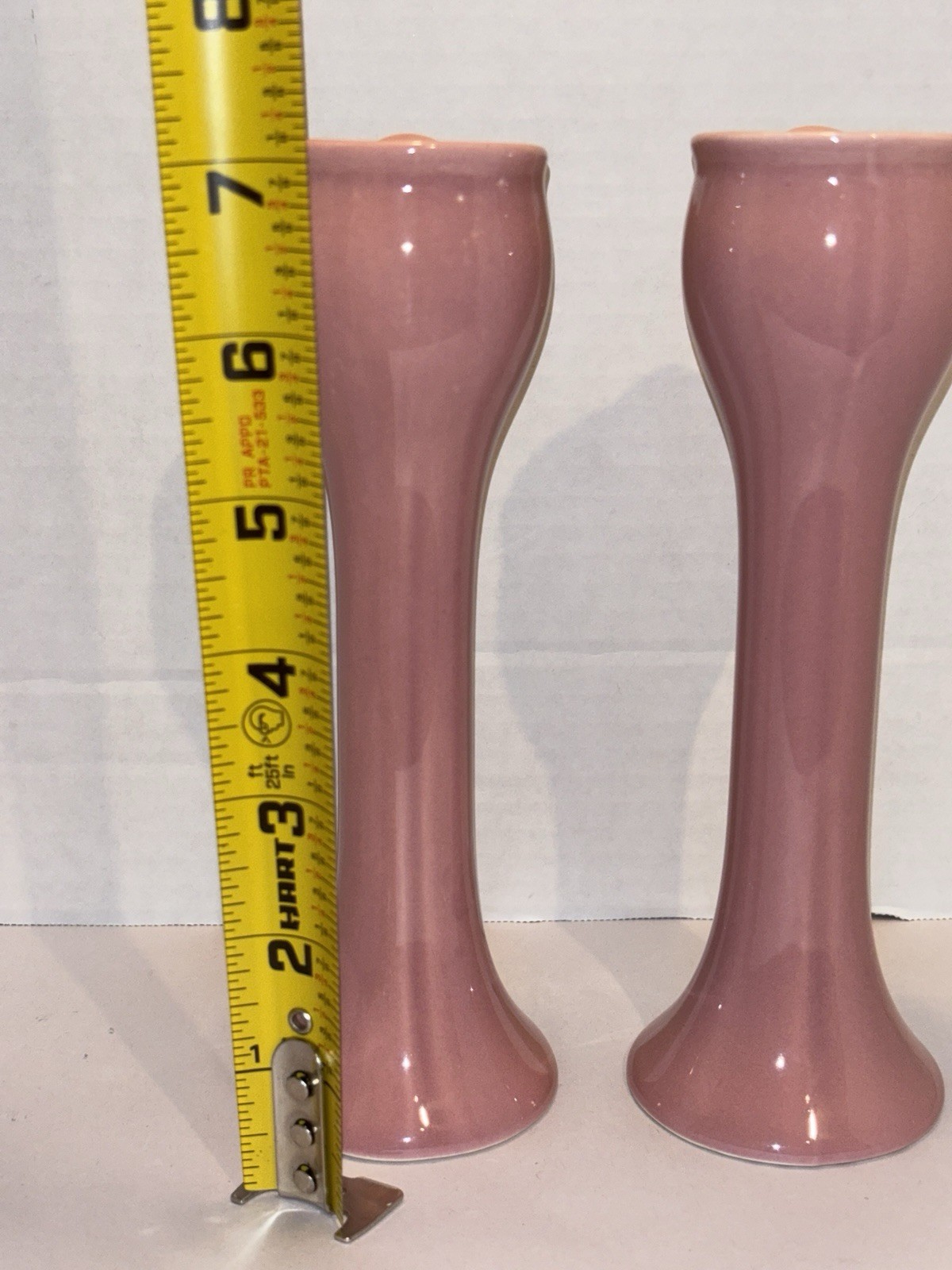 Vintage Ceramic Pottery Art Deco Candle Stick Holders MCM Rose Pink Tulip Flower