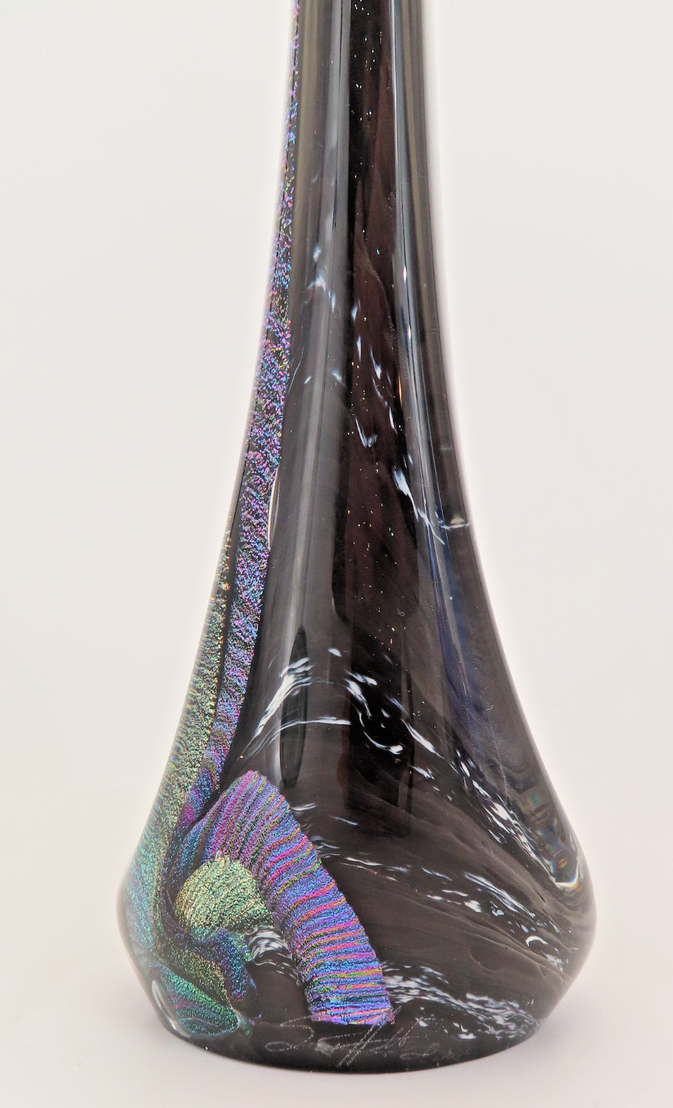 Scott Hartley Art Glass Sculpture Dichroic Peacock Feather Artist Signed 14.5″H