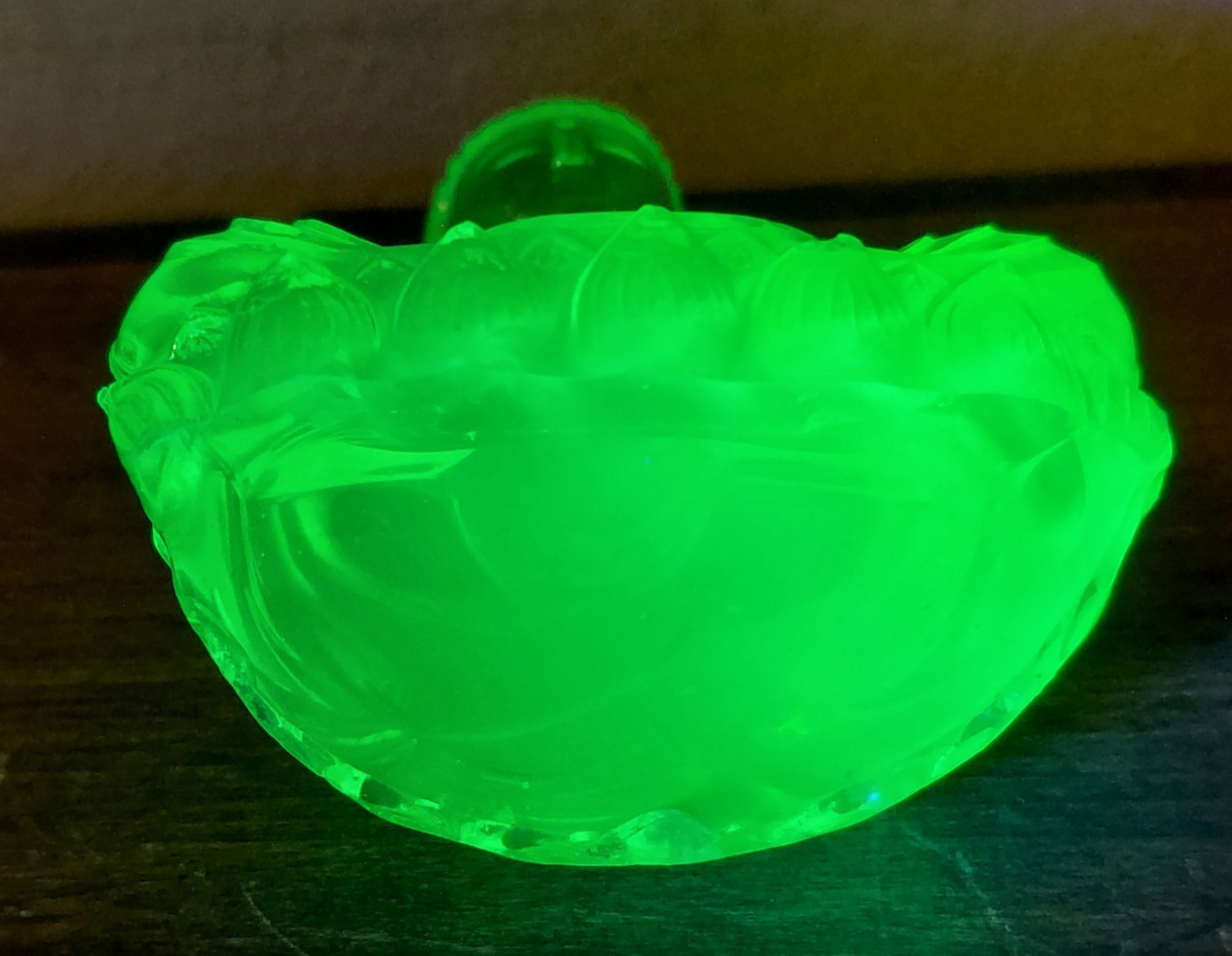 Antique Green Uranium Vaseline Glass Buddha Figure PV France? SUPER RARE!