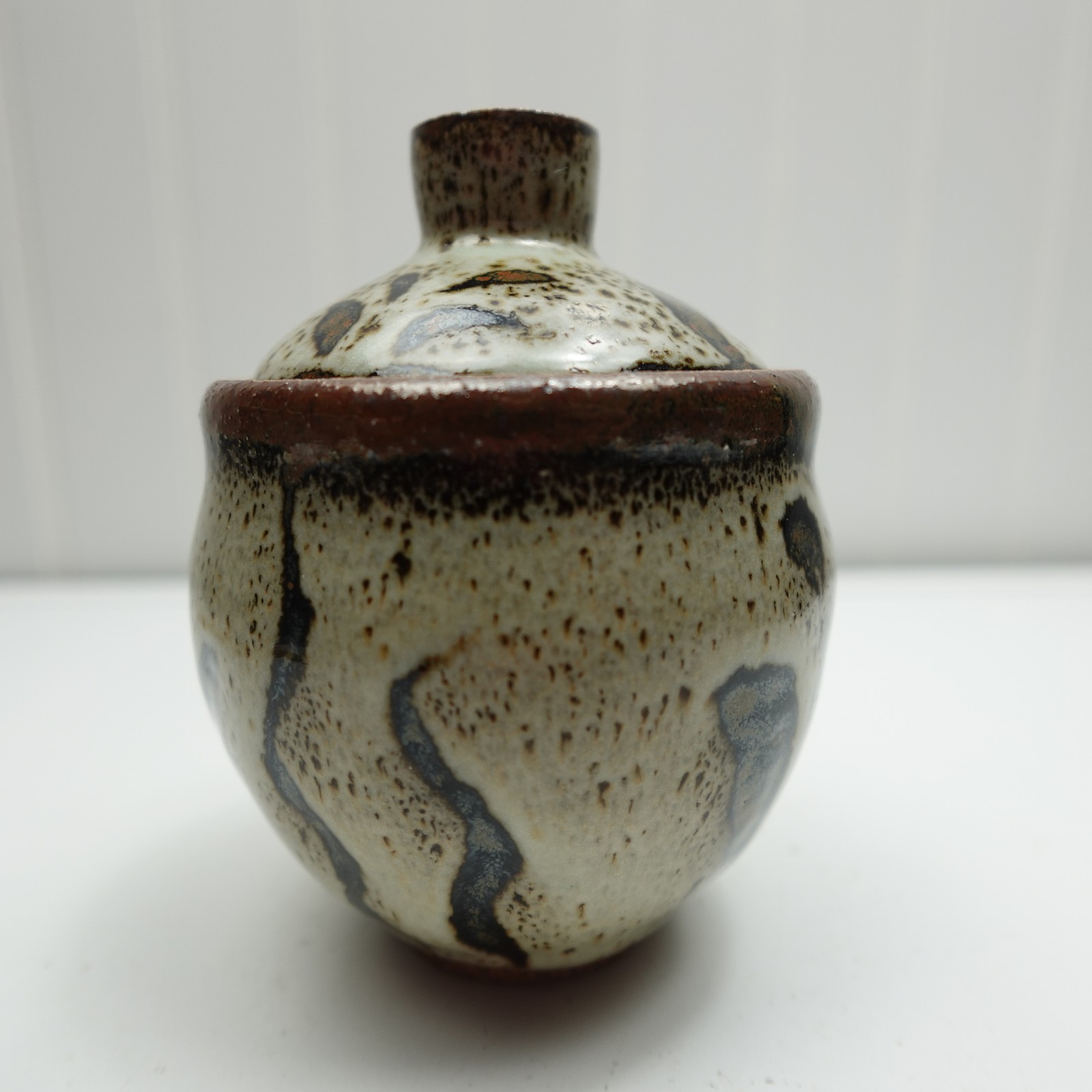 Vintage Studio Pottery Lidded Trinket Box Handmade Stoneware Signed