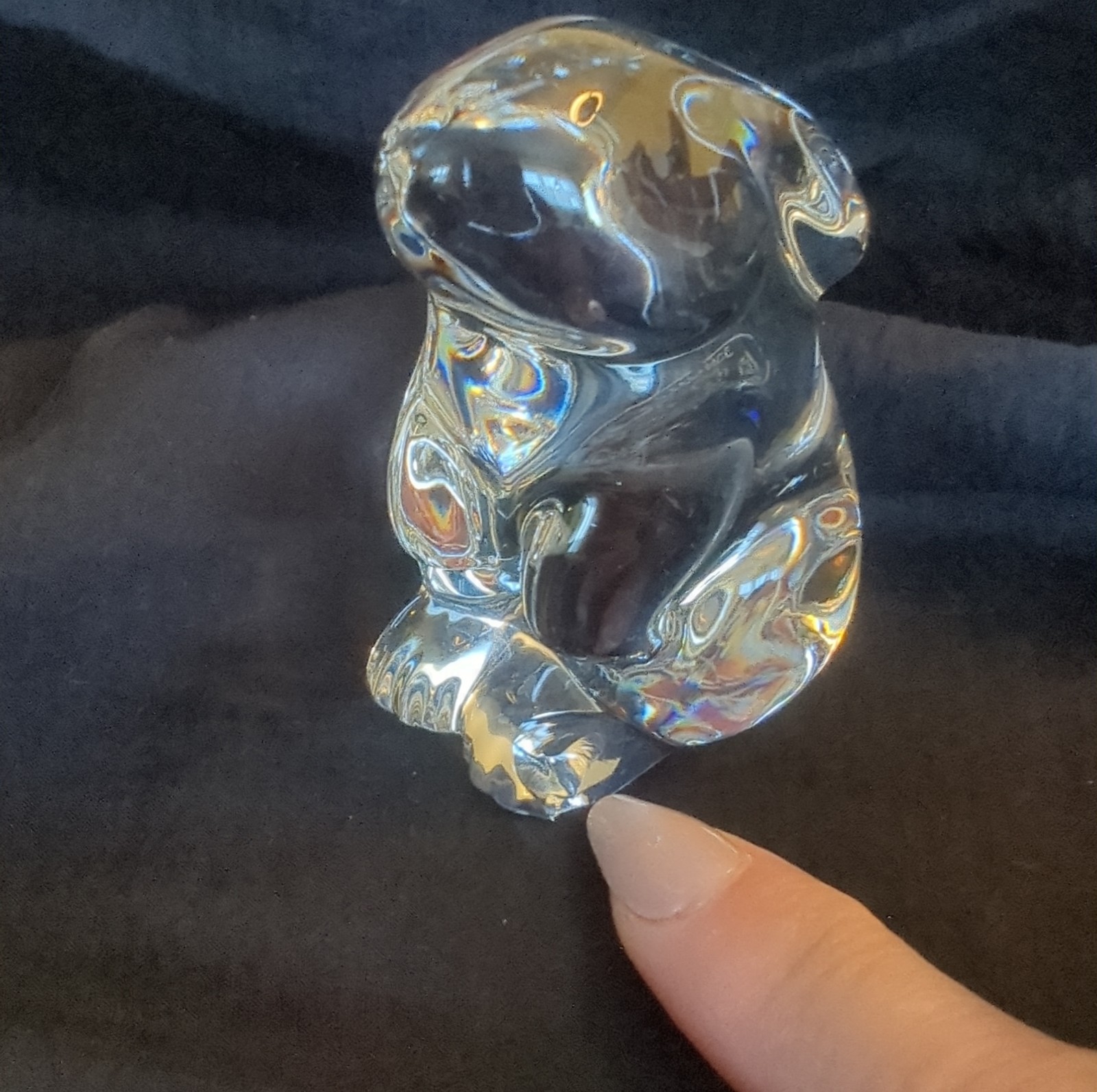 Baccarat France Standing Bunny Rabbit Figurine Crystal Clear Signed 3″ READ