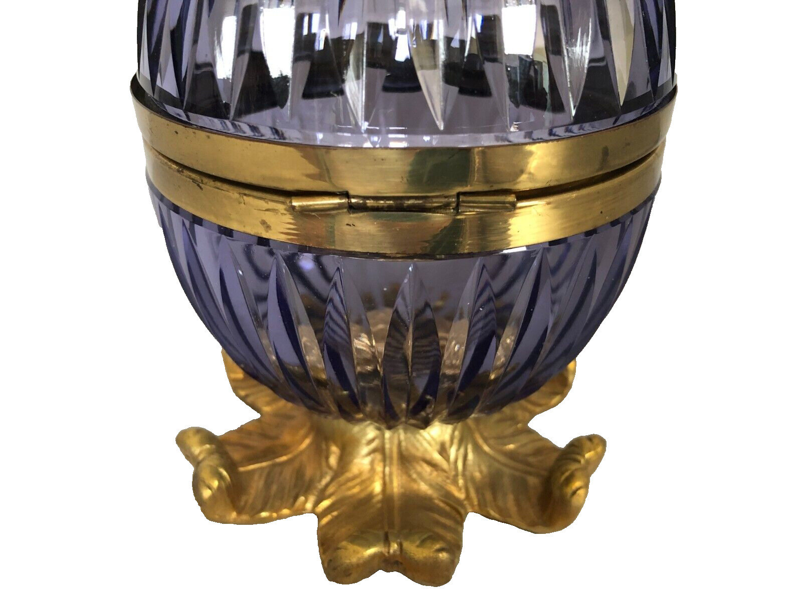 Antique French Hand Cut Light Amethyst Color Hinged Box with Double Head Eagle.