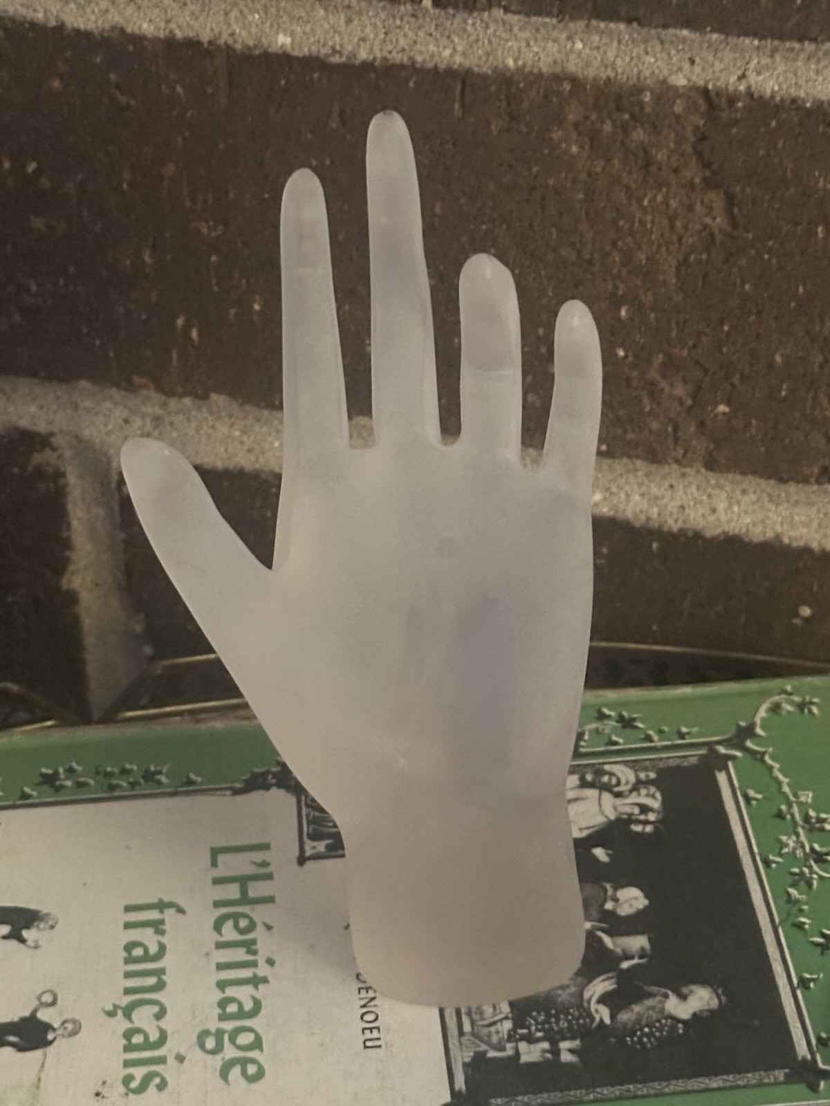 Vintage Frosted Glass Hand Sculpture Decorative Art Glass Collectible Display