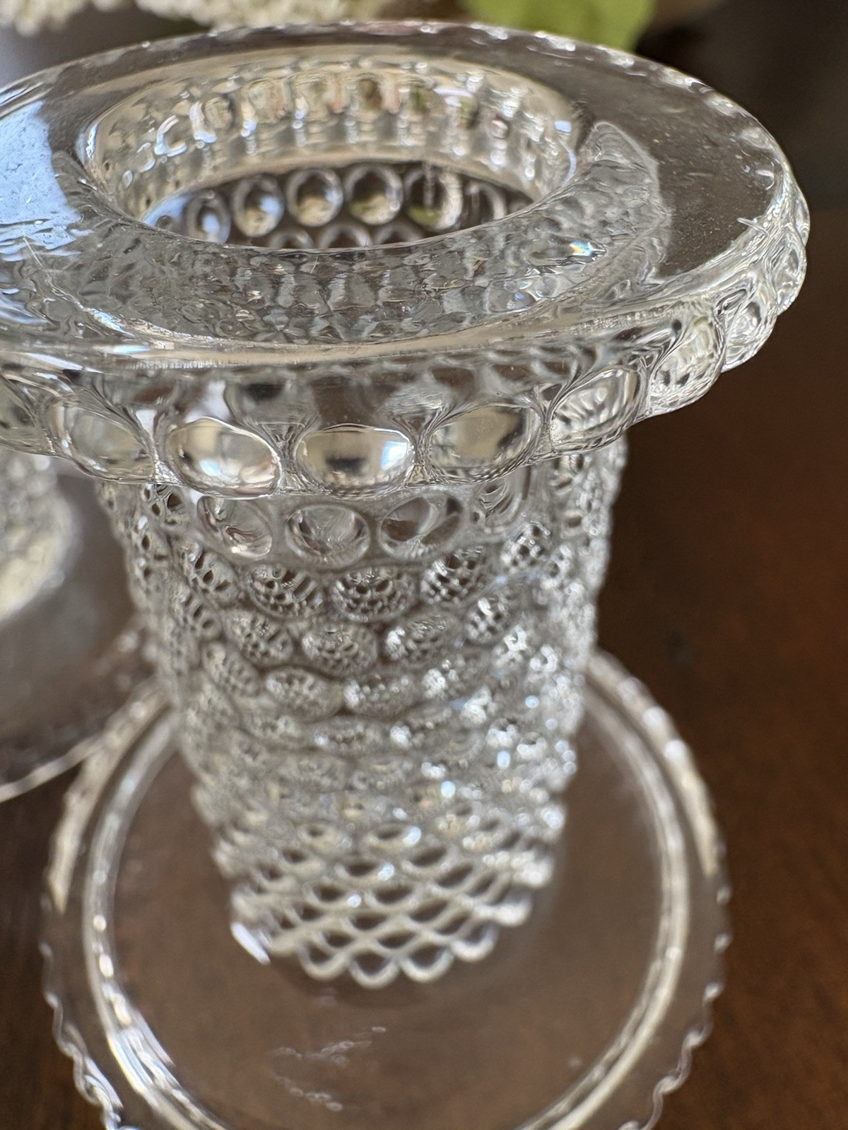 Clear Textured Glass Taper/Dinner Candle Holders Candlesticks