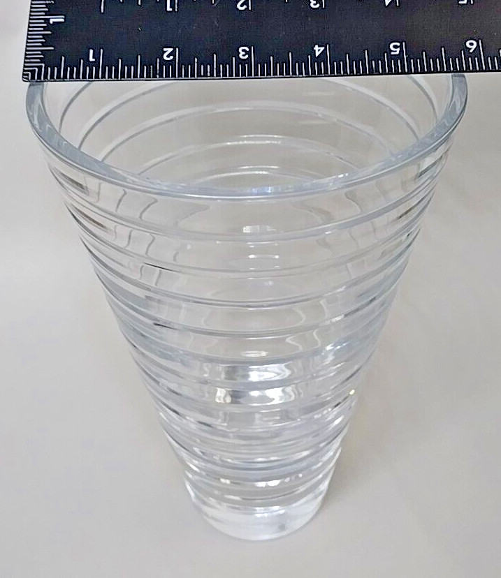 Modern Bevel Cut Block Style Ribbed 5Lb Crystal Glass 8.75″ Cylinder Vase Mint!!