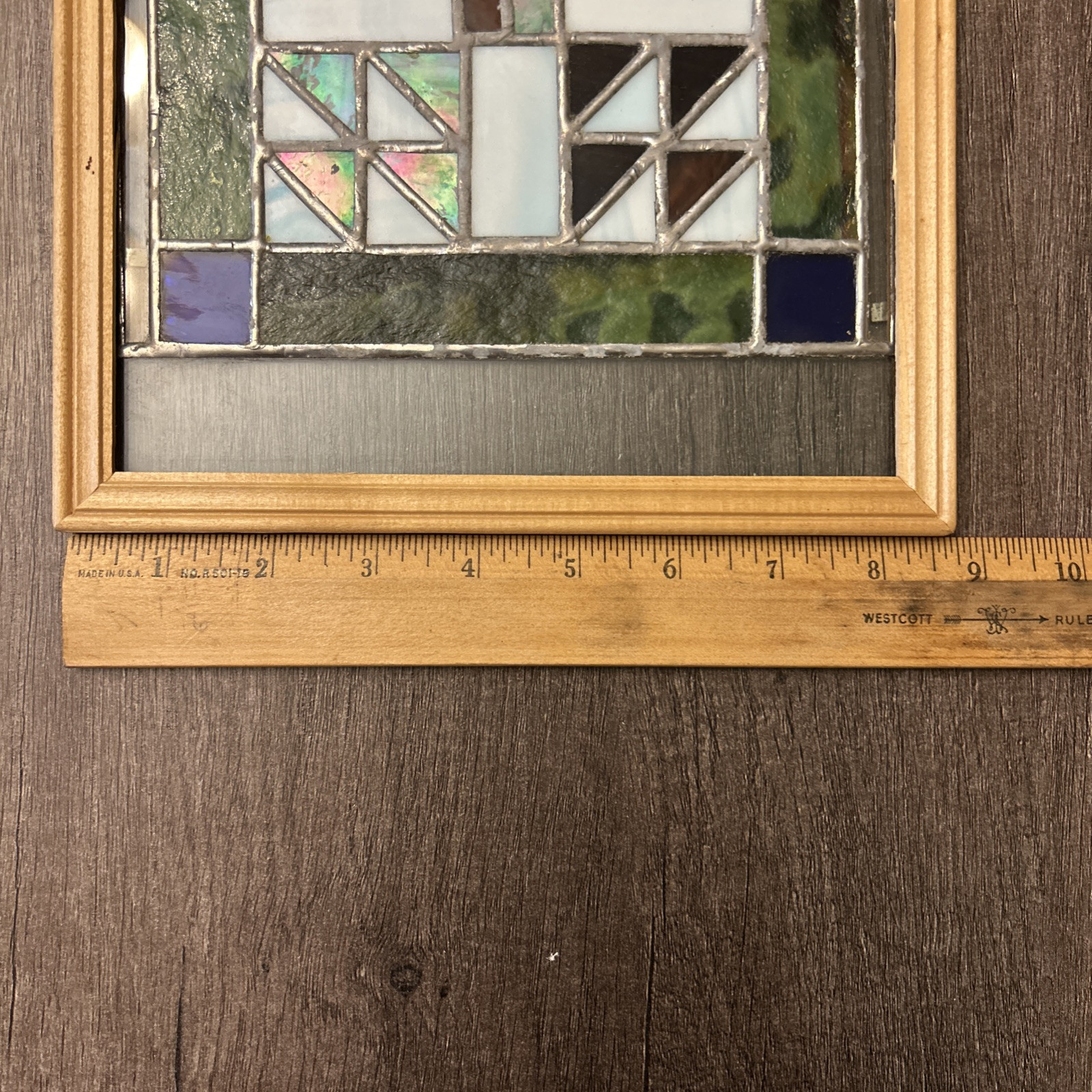 Vintage Stained Glass Window Panel 8×10 Inches Signed “Flying Geese” Year 2000