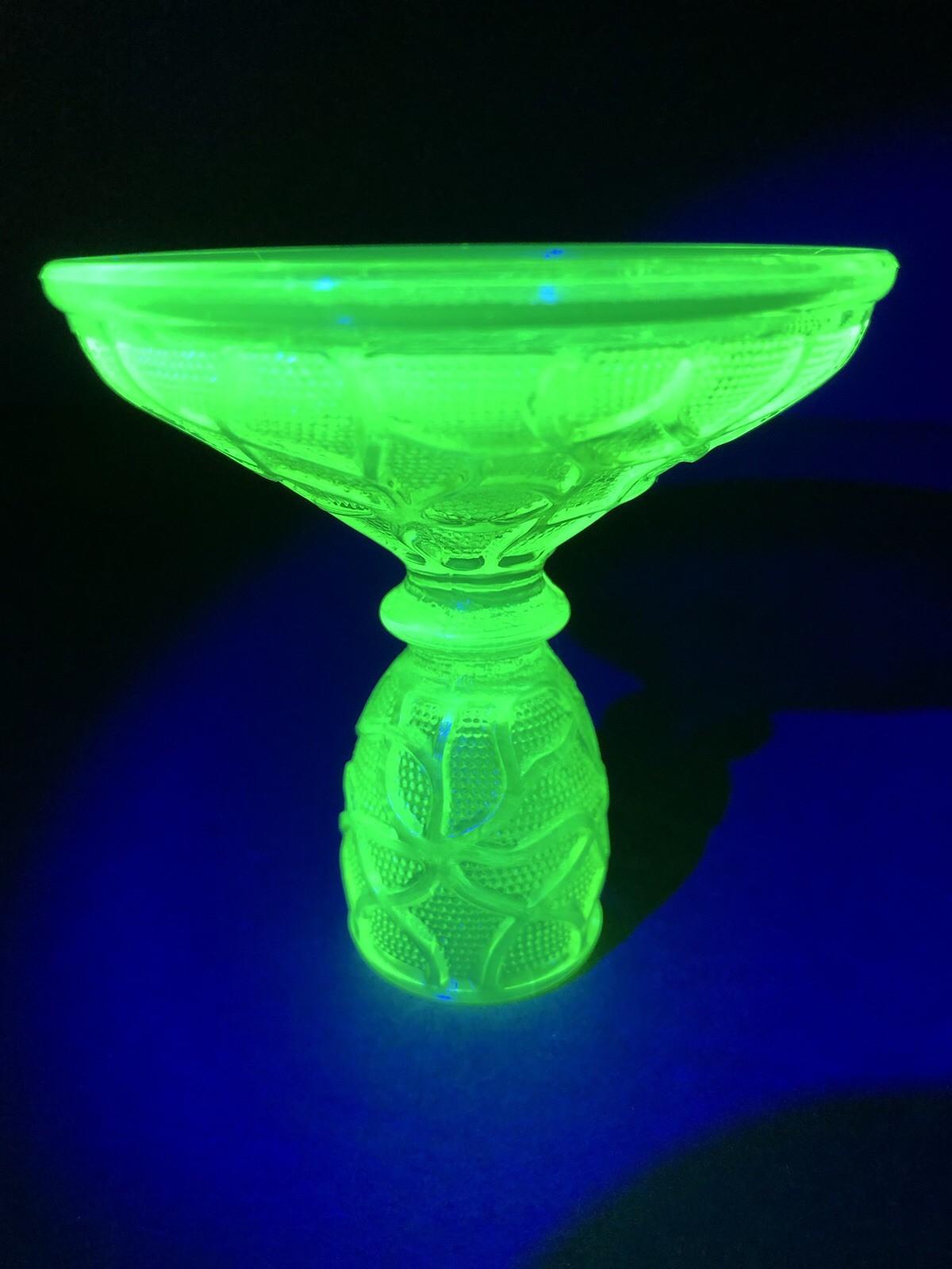 Imperial Glass Yellow Vaseline Uranium Tree of Life 3 3/8”Candle Holder Vintage
