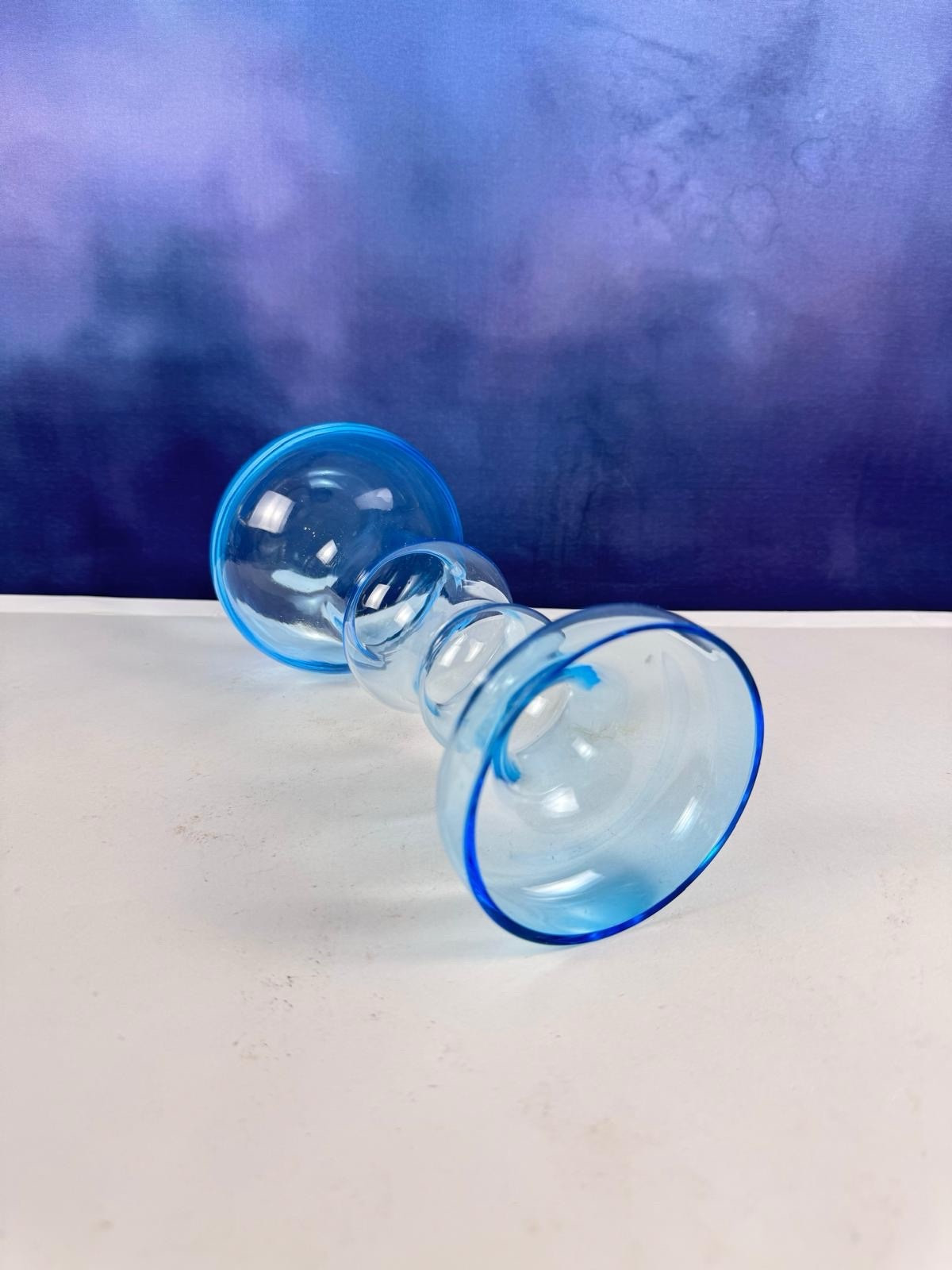 Nuutajarvi Oiva Toikka Blue Vase Finland 1960s 9″ Multi shaped Vintage Art Glass