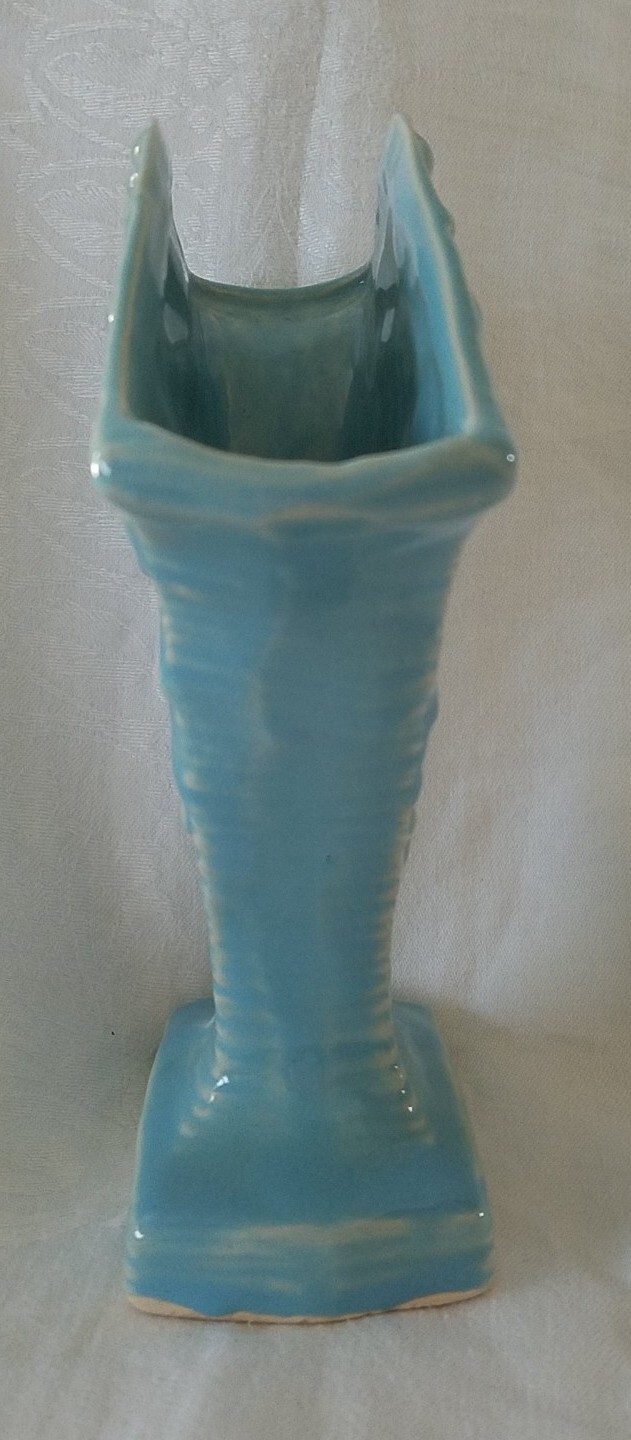 Robins’ Egg Blue Vintage McCoy art pottery Vase Leaves and Berries Design