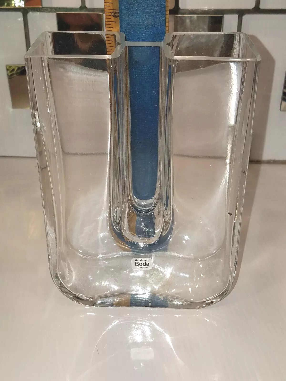 Kosta Boda Sweden Crystal Clear Double Sided Flower Vase Unity Shape w/Tag