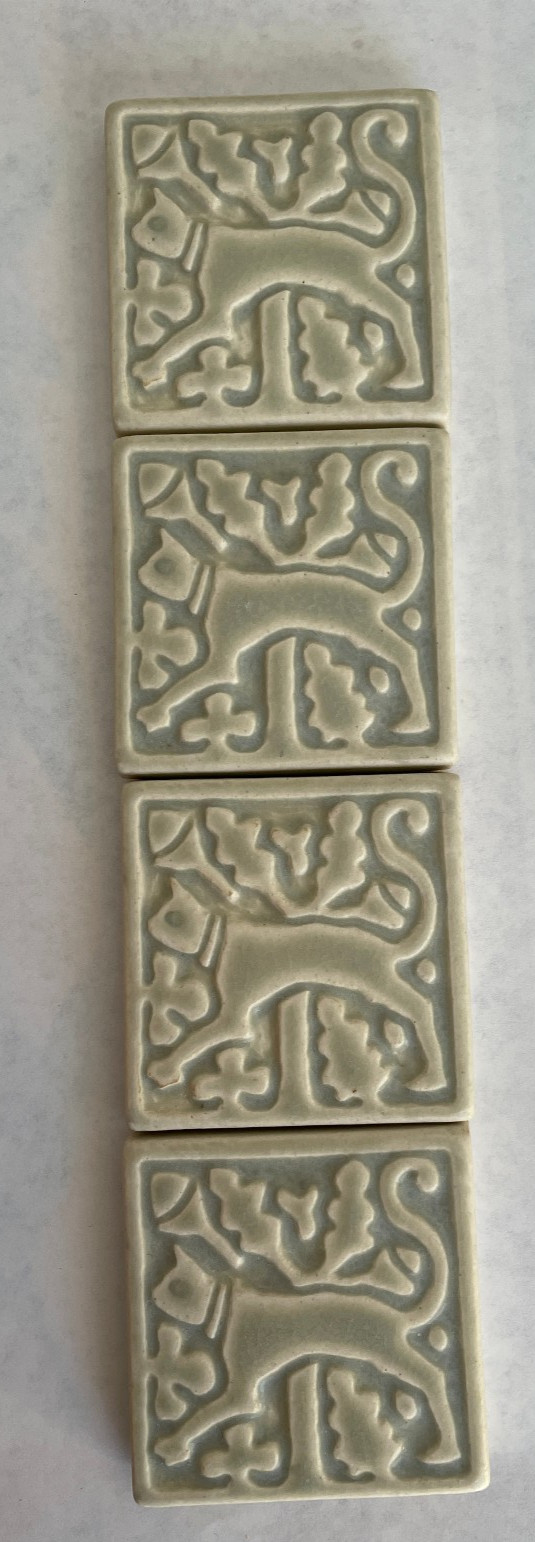 MOTAWI Tileworks Medieval CAT Art Tile 3″x3″ Light Green