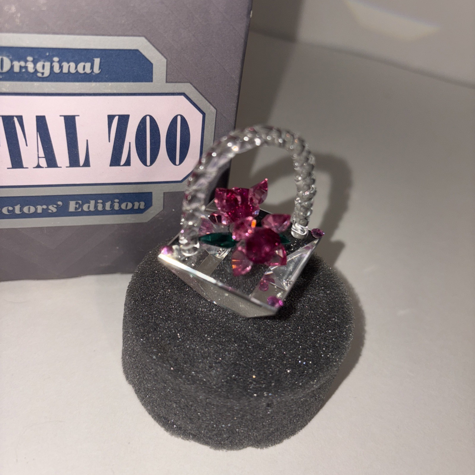 Crystal Zoo Crystal Flower Basket Figurine, Collectors’ Edition, Original Box