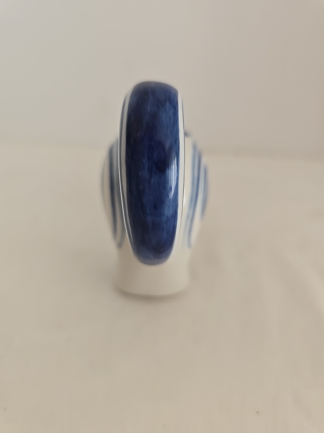 Hand Painted Gzhel Blue White Cat Stretching Figurine USSR Russian Animal 6.5″D
