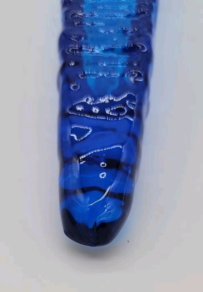 Blenko Turquoise Omnibus Stopper Garden Spear Etched Blenko 2022, FIRST QUALITY