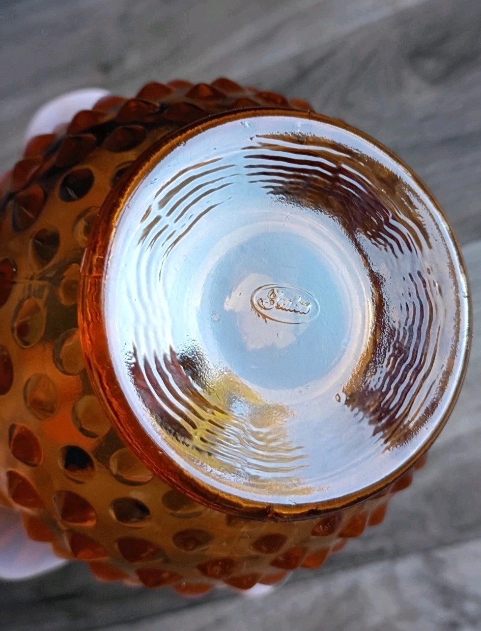 Fenton caramel opalescent ruffled hobnail glass vase Vintage Decor Dish