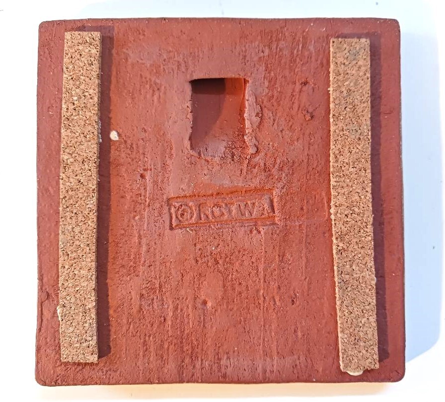 Gingko 4×4 ceramic tile, handmade, high relief, notch to hang