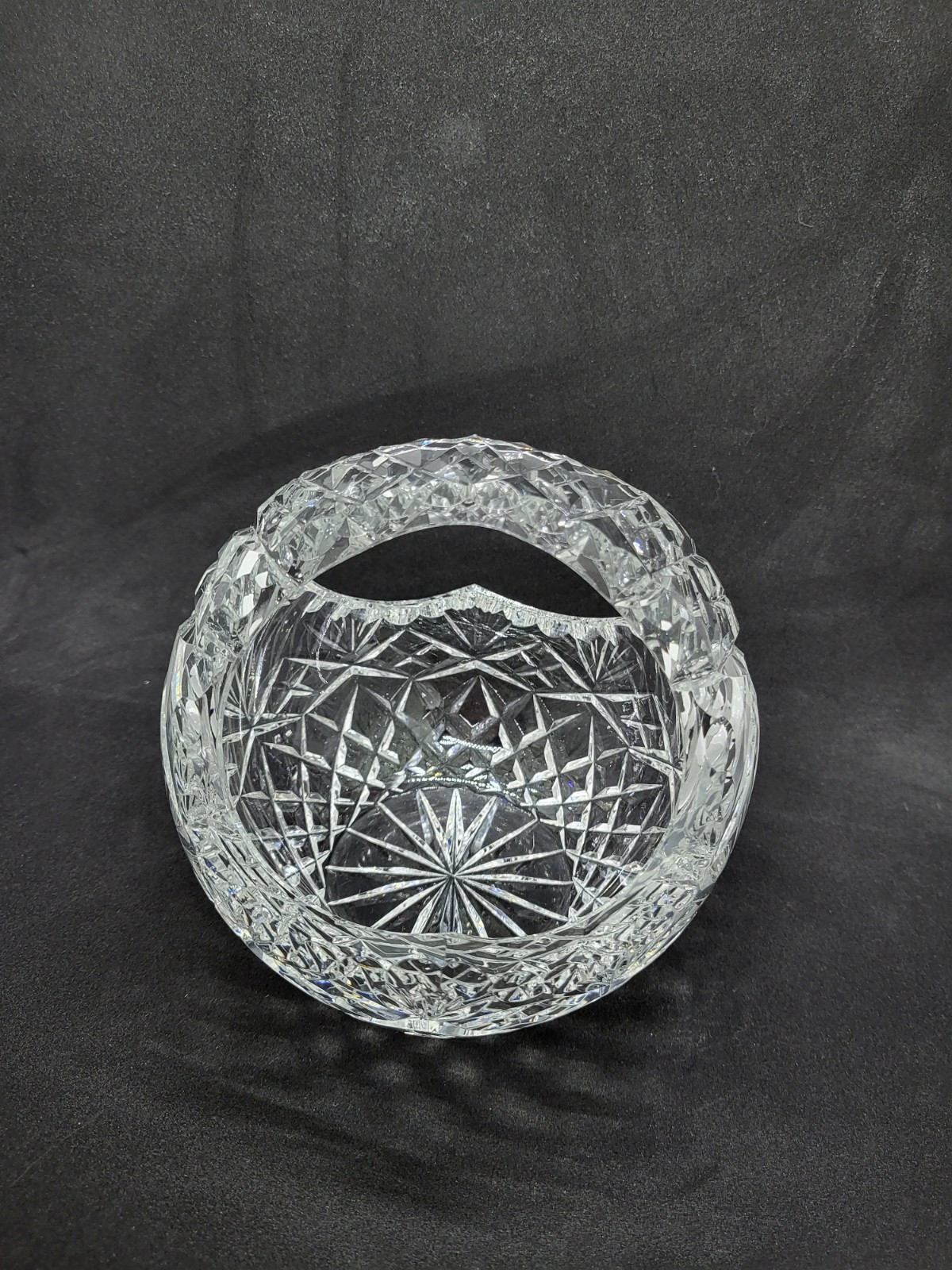 Vintage Bride’s Basket Centerpiece Crystal Clear Lead Cut Glass 6”-Excellent!