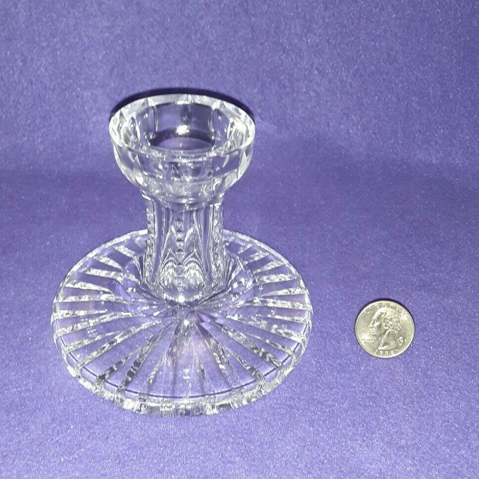 New Price Waterford CRYSTAL CANDLESTICK, CANDLE HOLDER SIGNED Exc Cd