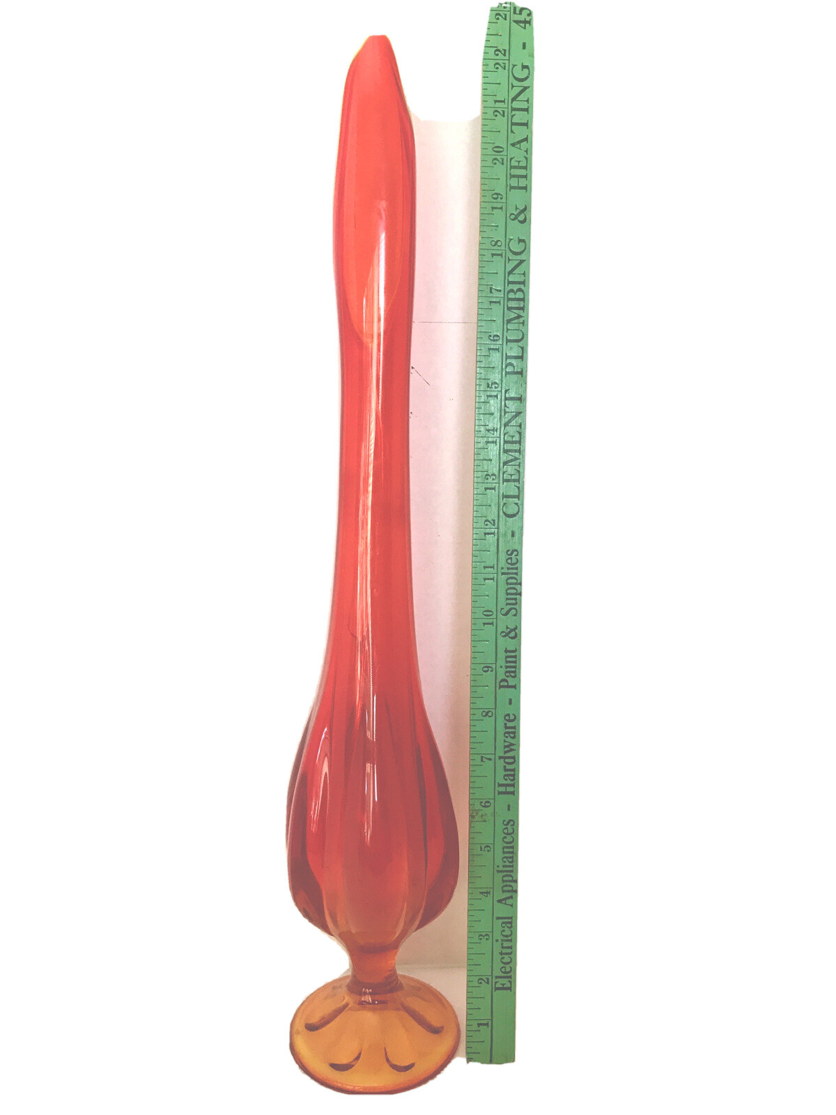 Viking Pedestal Swung/Stretch Vase Orange Amberina/SIX petal 22.5″ /XL/MCM