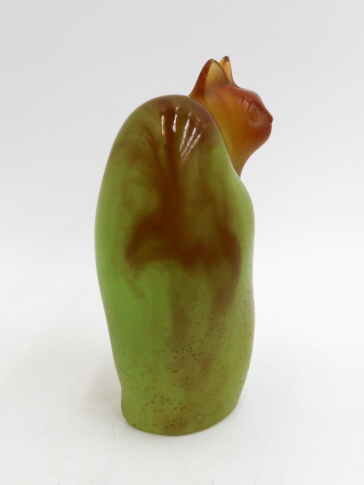 Daum France Pate De Verre Glass Green Cat Figurine Chat Perche by Lhoste Ltd Ed