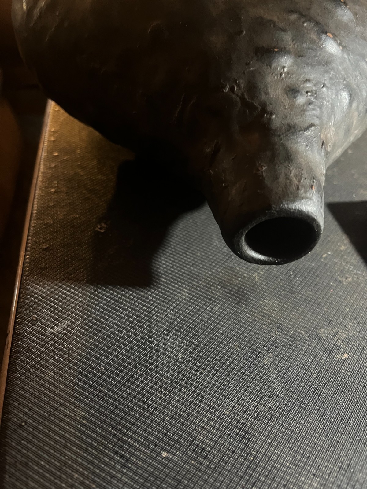 Large Dark Chocolate Brown Hob Knob Style Pottery Vase