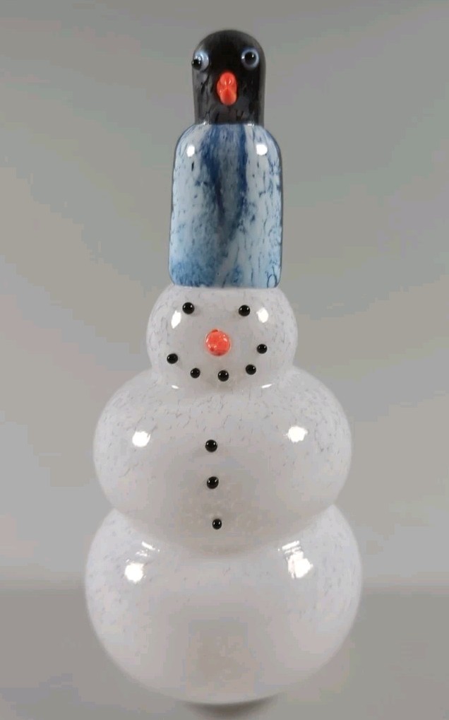 Thames Art Glass Snowman Figurine Penguin 6″ USA