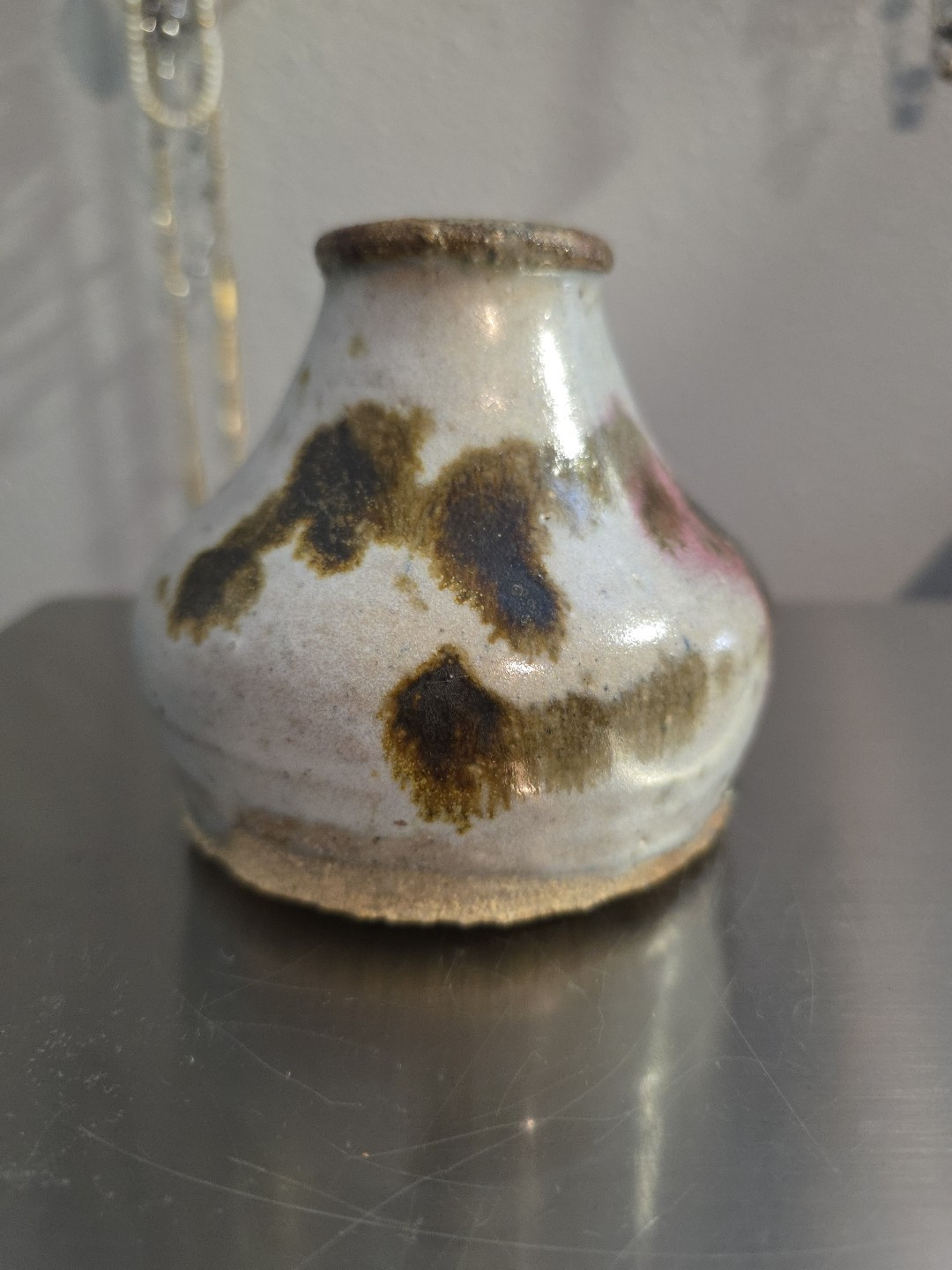 Vintage Art Pottery Vase/Jug Brown & Cream Brown Pink Glazed