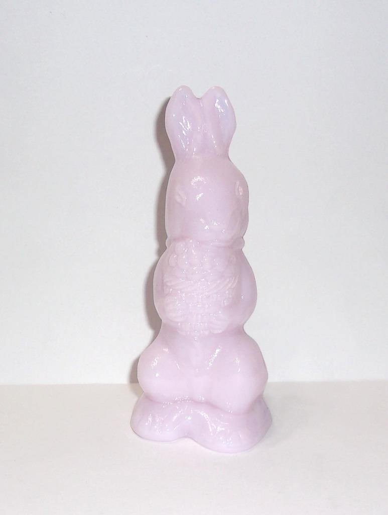 Mosser Glass Crown Tuscan Pink Standing Bunny Rabbit with Basket Made In USA