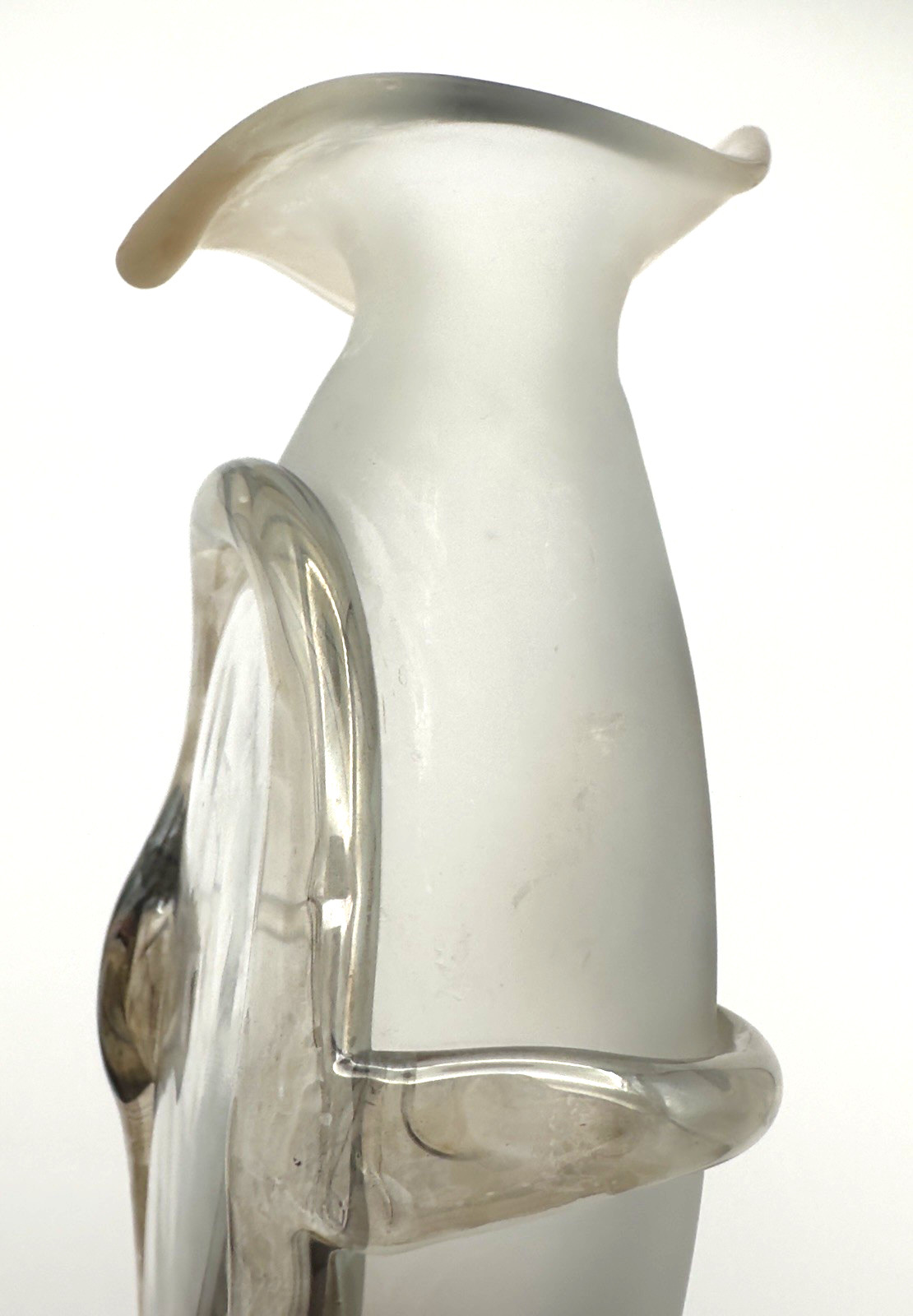 Signed Ion Tamaian 10″ Handmade Romanian Frosted Glass Vase