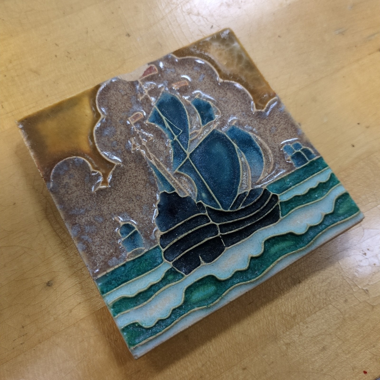 Dutch Delft Style Colored “De Porceleyne Fles” (Royal Delft) Cloisonné Tile