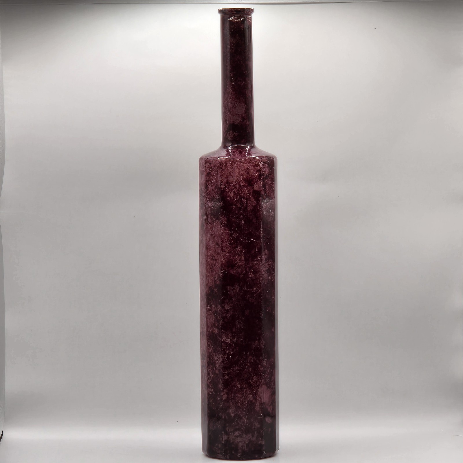 Vintage MCM 15” Purple Glass Vase Bottle Mod Dep Modele Depose Made In Spain