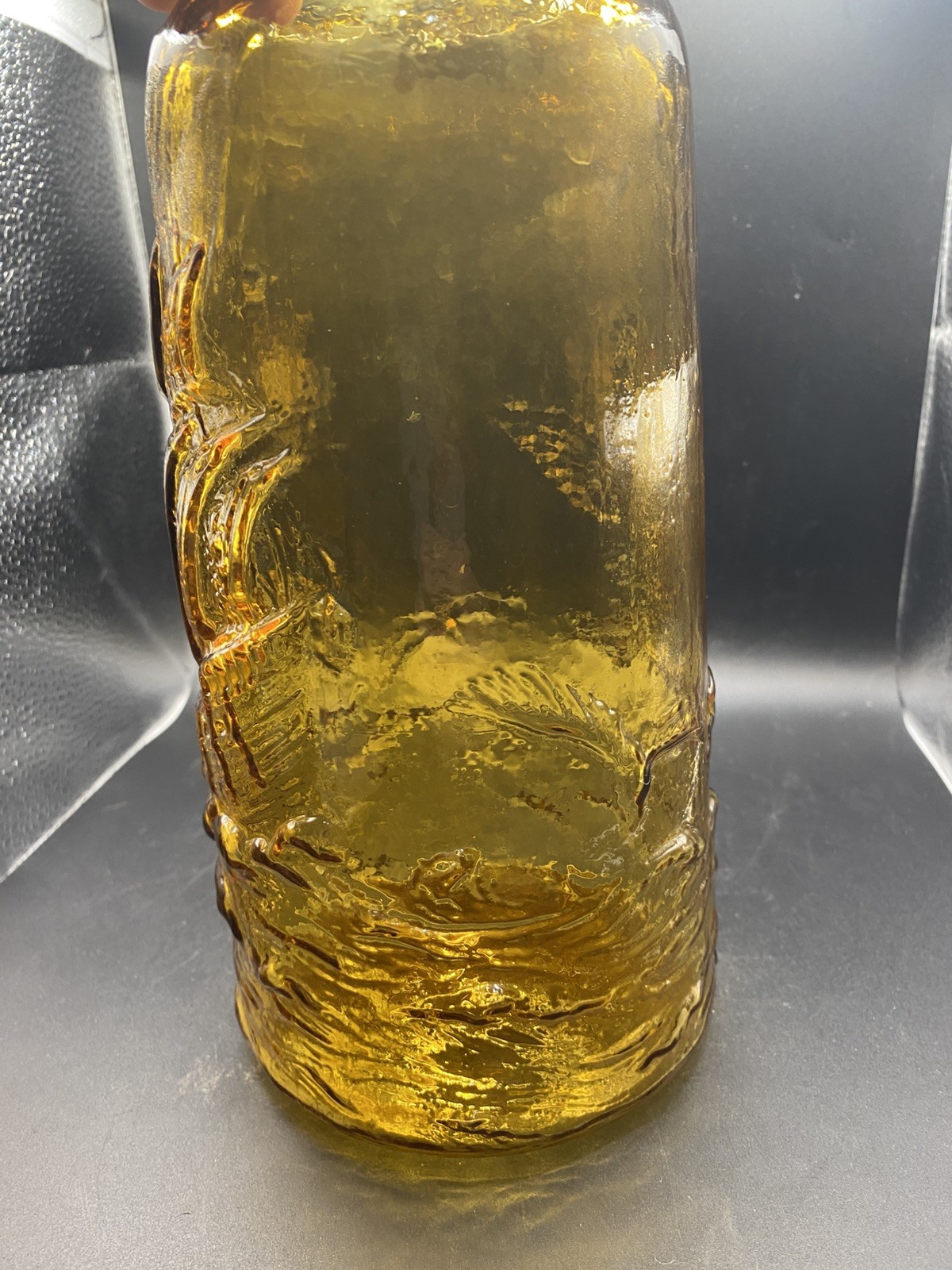 Tiara Indiana Glass Amber Clipper Ship & Seagulls 9.25″ Tall Vase Nautical VTG