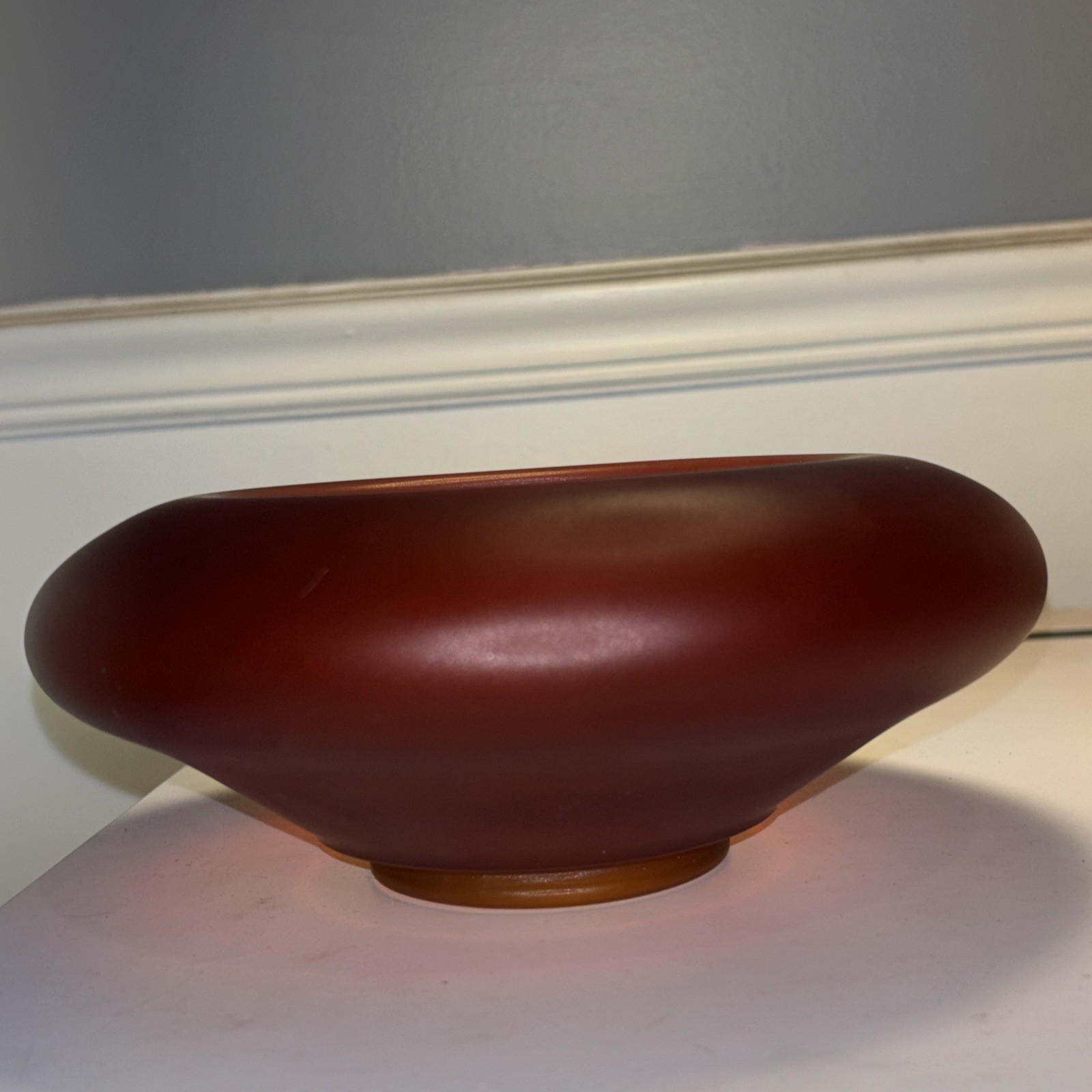 Vintage Tiffin US Glass Amberina Satin Console Bowl