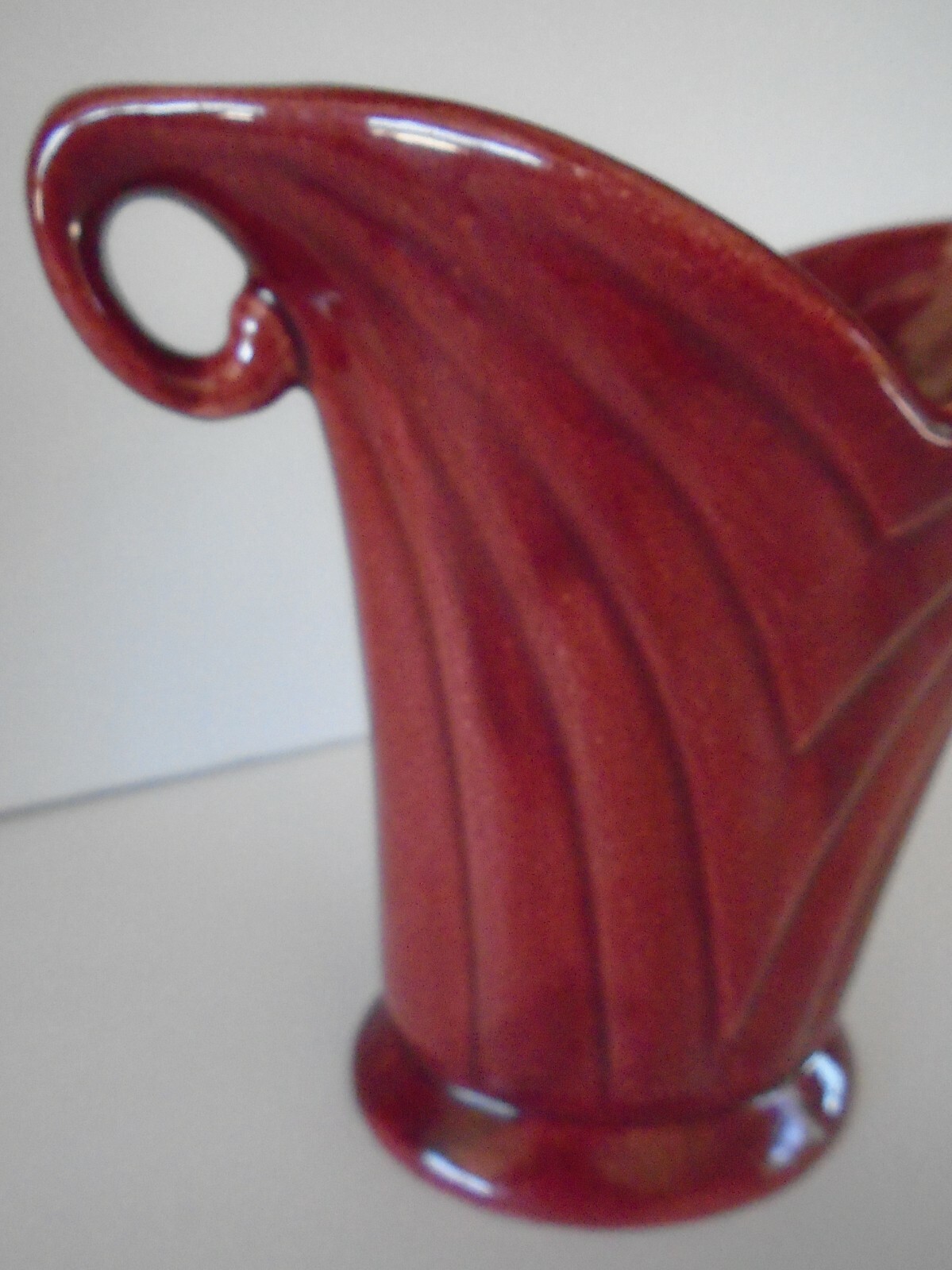 Camark Pottery Vase Maroon 2 Handle Tall and wide 7 x 8 inches Retro Mid Century