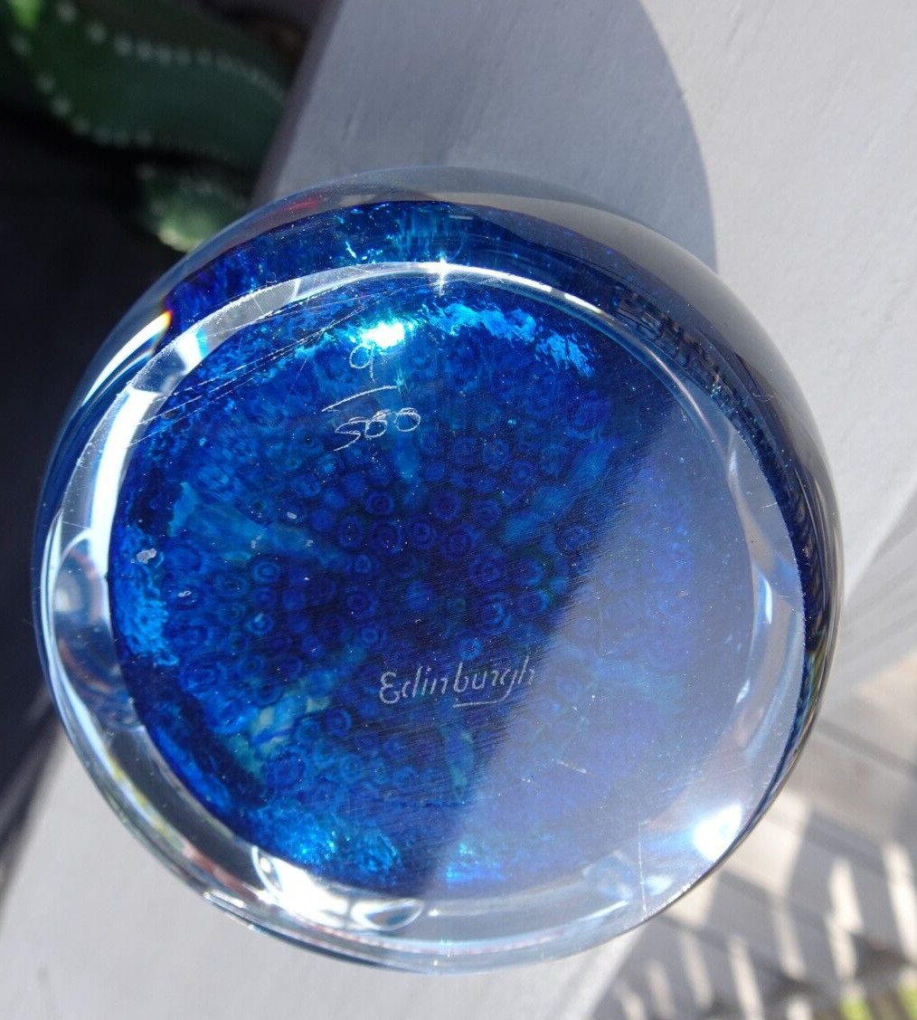 #9/500 Caithness for Edinburgh Crystal Turquoise Delight Millefiori Paperweight