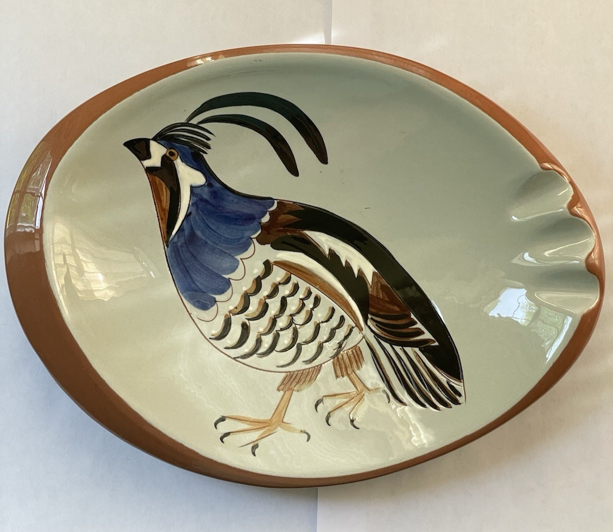 MCM Stangl Sportsman Series Quail oval ashtray #3926A 10 3/4″ length Vtg READ